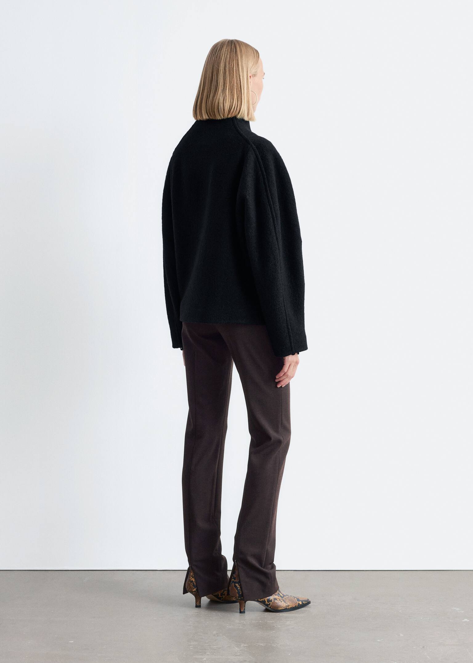 Asymmetric Wool Jacket - Černá/Mole - 7