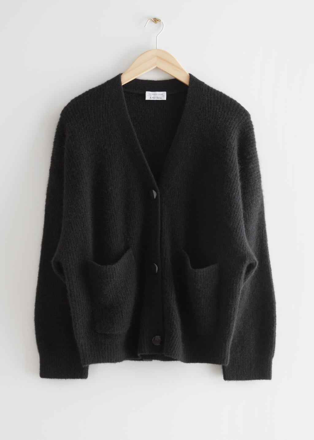 Boxy Alpaca Blend Cardigan - Dark Green - Still Life