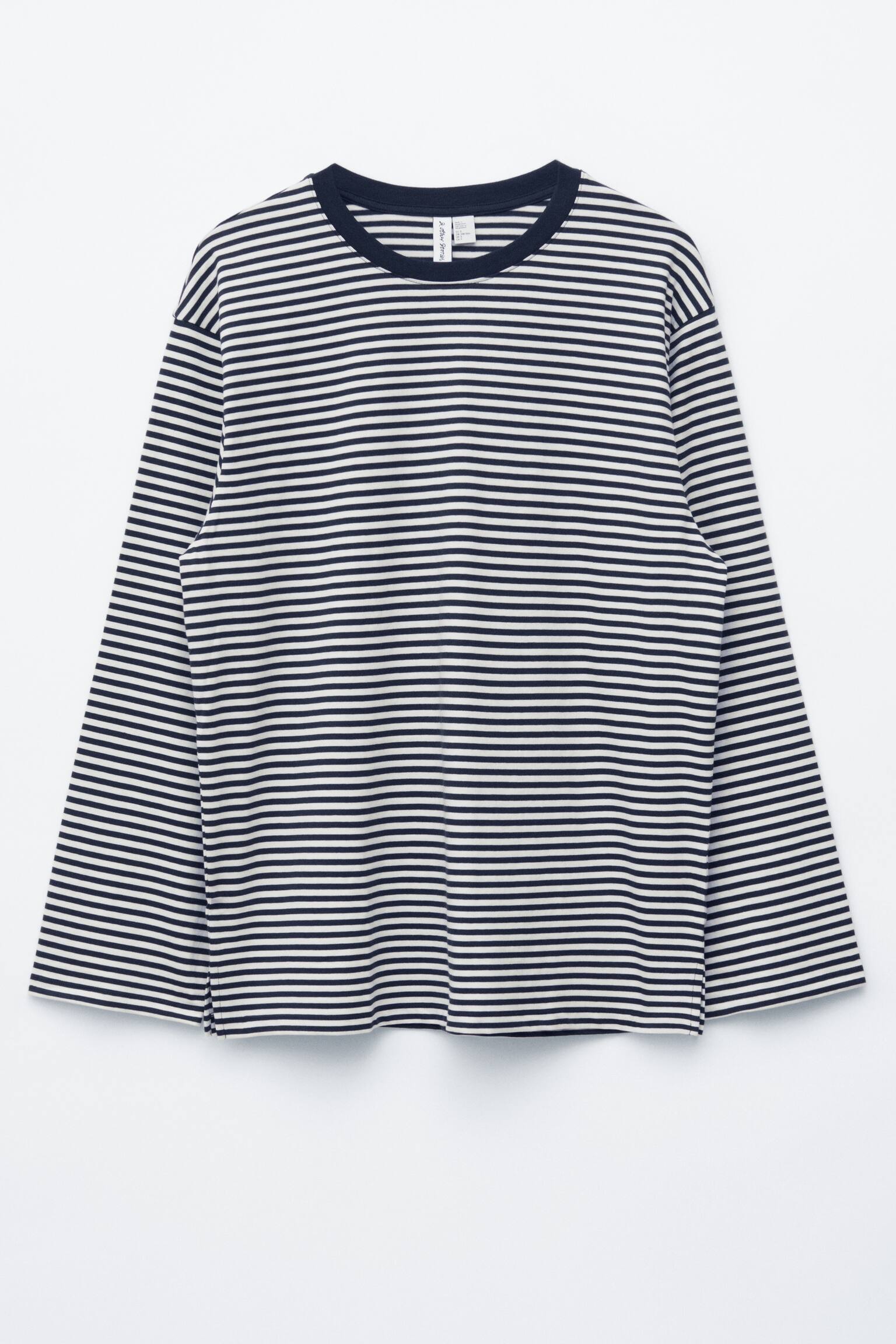 חולצת ג’רסי עם שרוולים ארוכים - פסים לבן-כחול כהה/צהוב כהה/לבן - 2