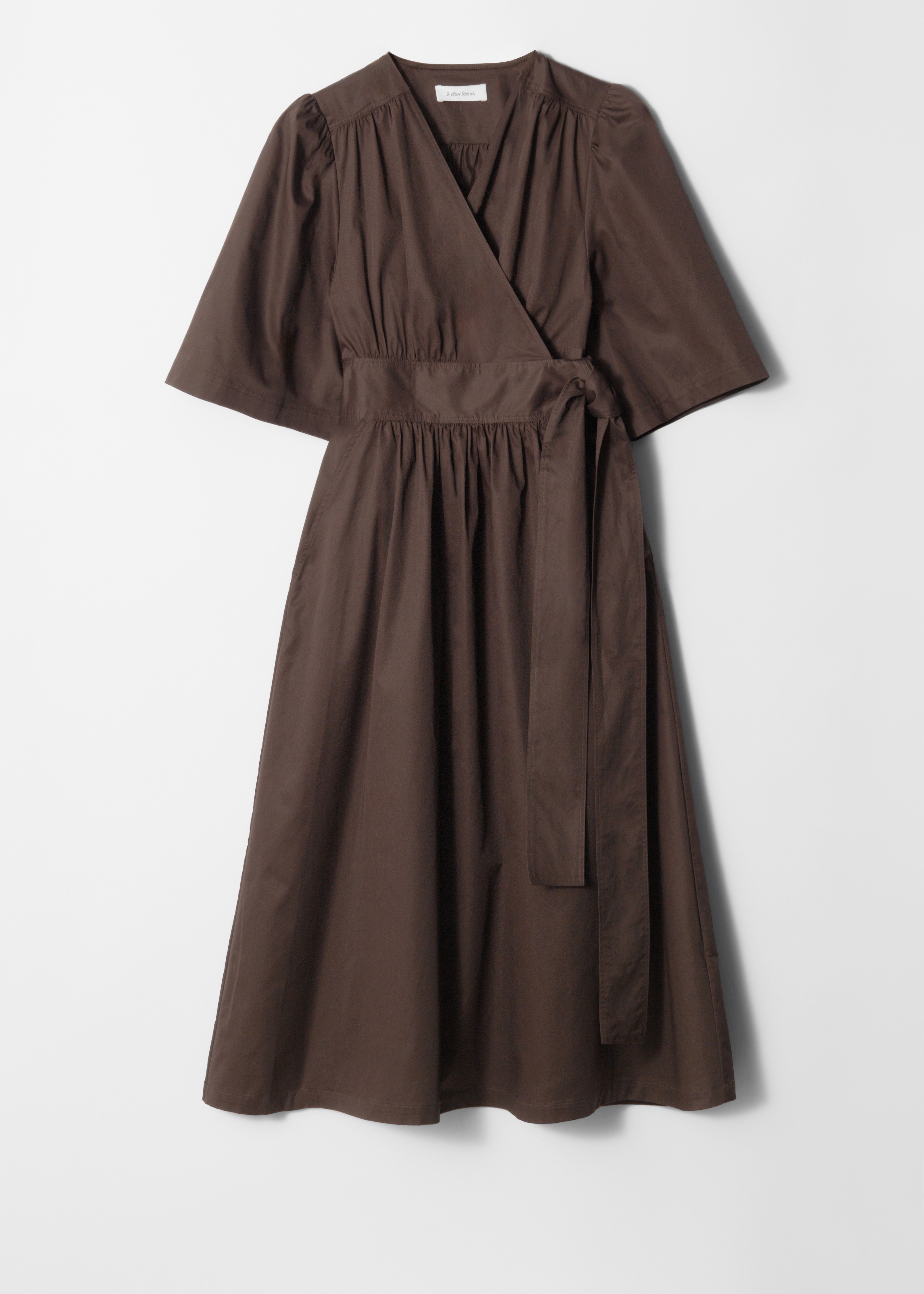 Abito midi a portafoglio - Marrone scuro