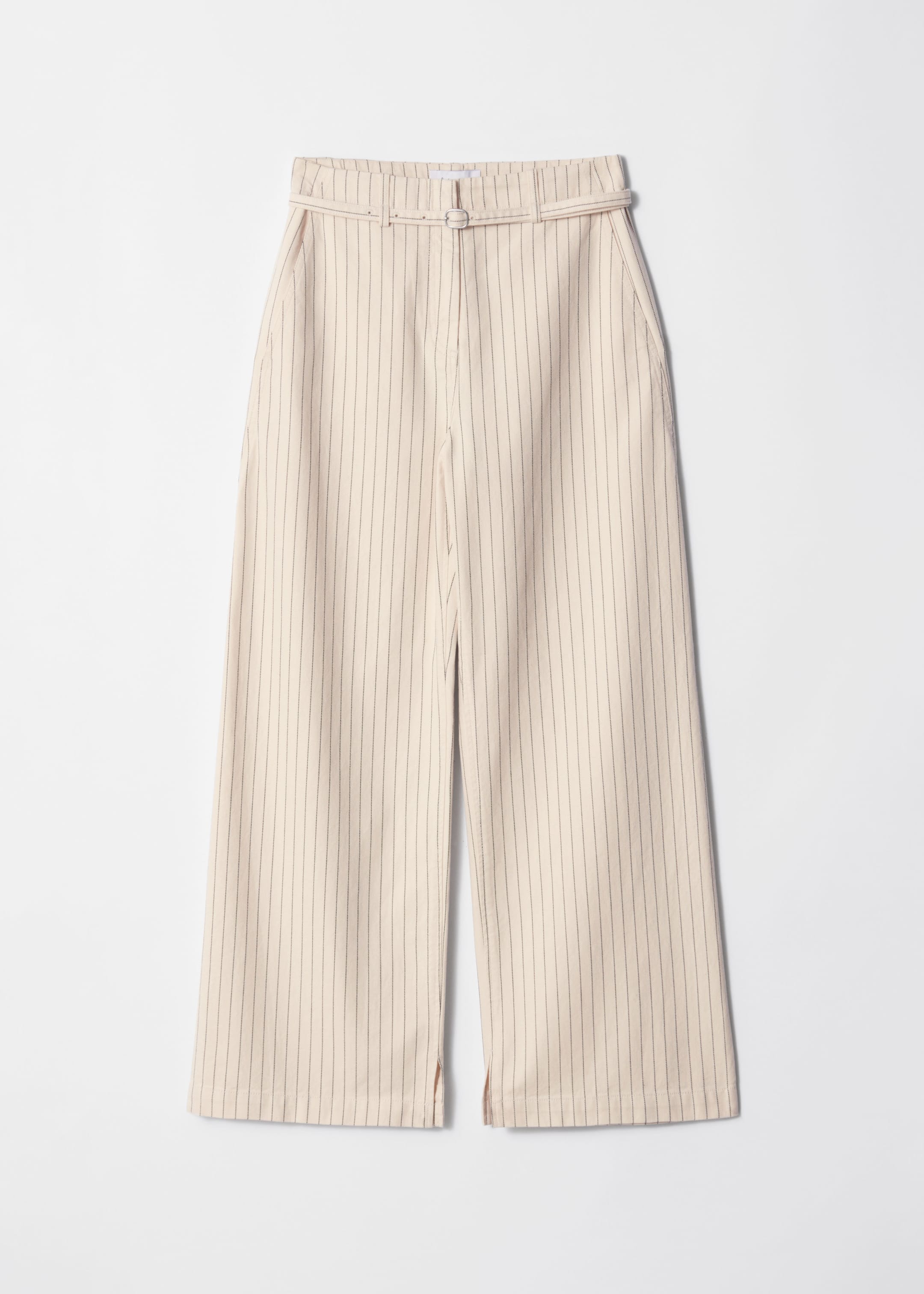 Grösseres Bild ansehen: Hose mit Schnallengürtel - Cremefarben/Nadelstreifen - DAMEN | H&M CH 1