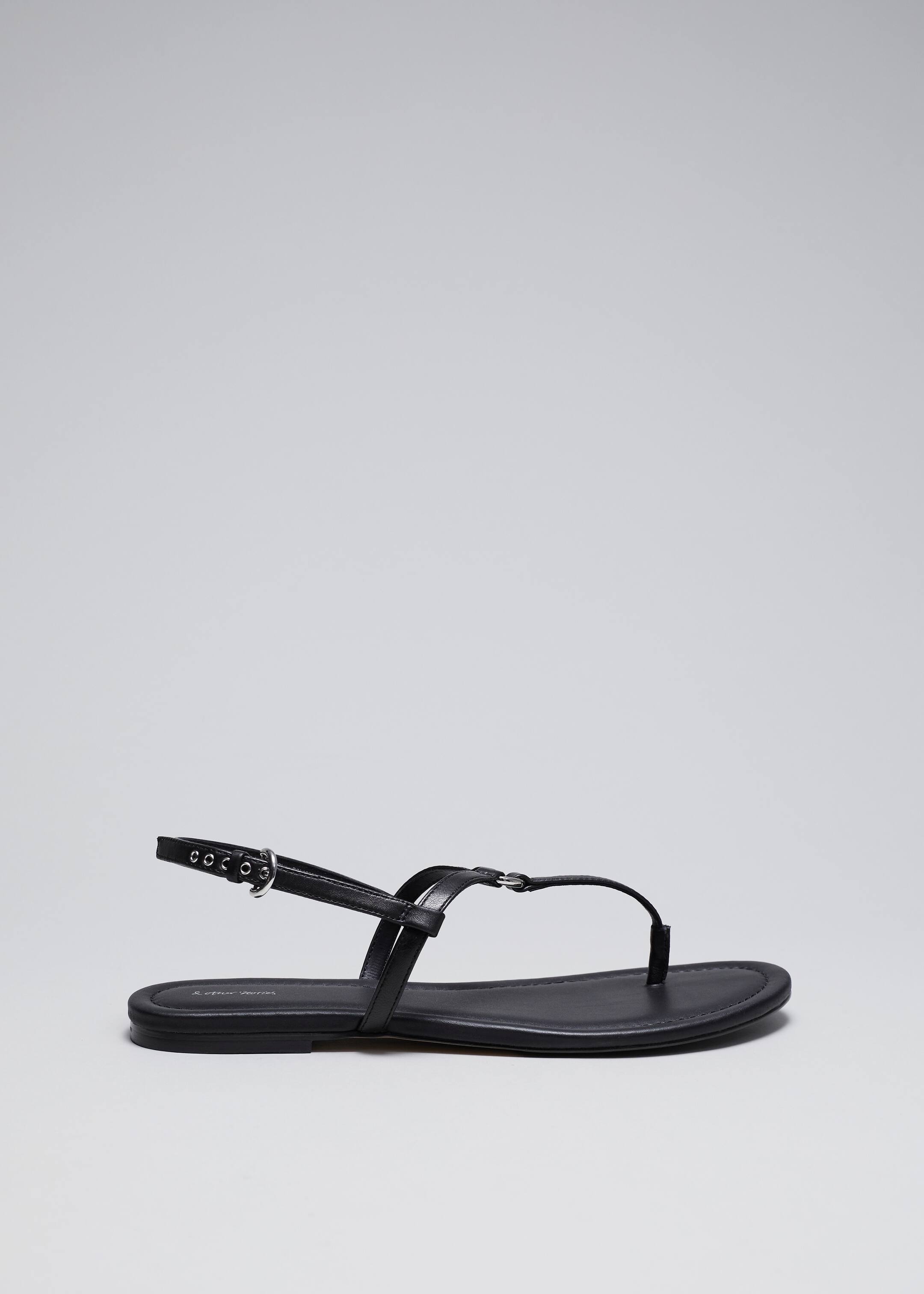 View larger image: T-bar Leather Sandals - Black - Ladies | H&M GB 1