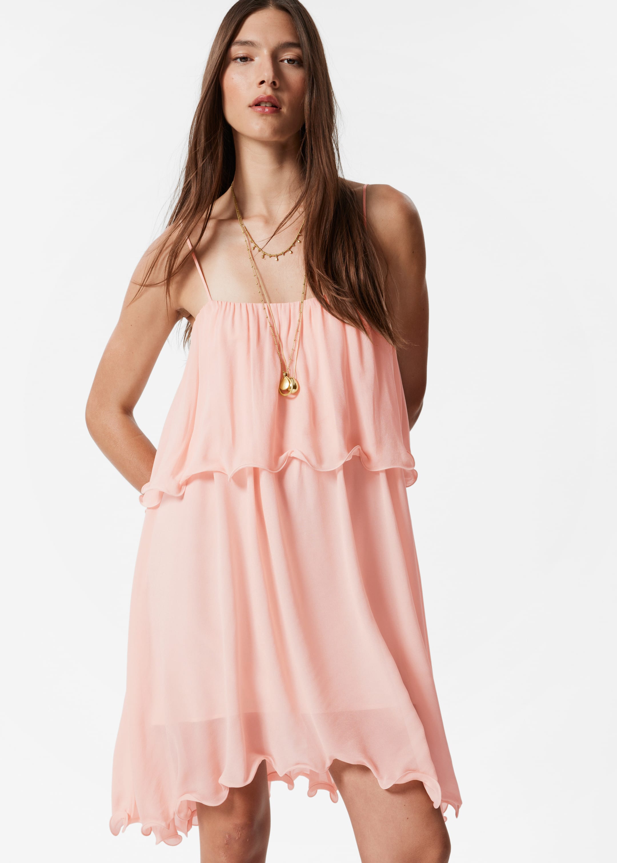 Visa större bild: Miniklänning med volanger - Gammelrosa - DAM | H&M SE 2