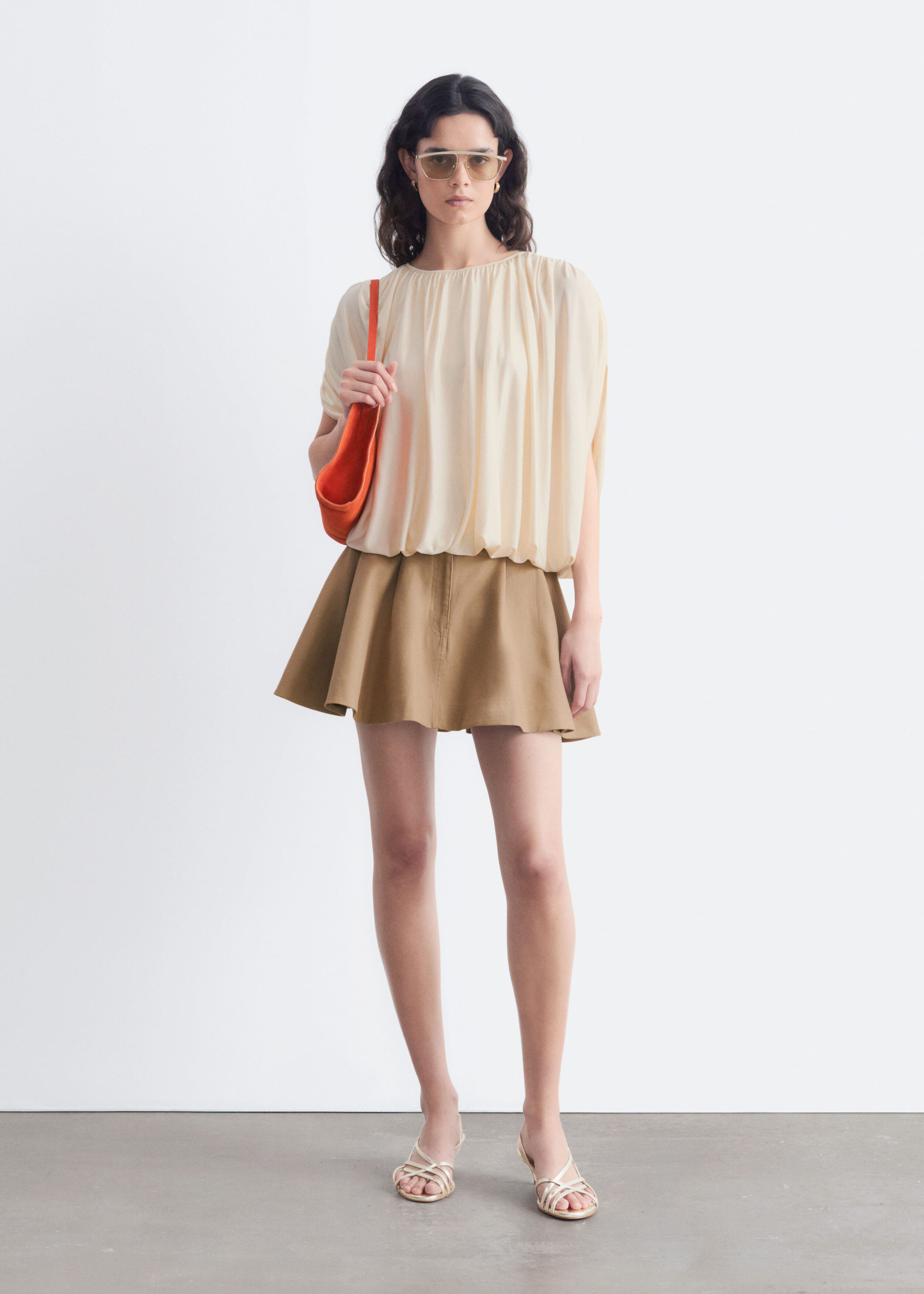 Draped Jersey Top - Light Beige - Lookbook