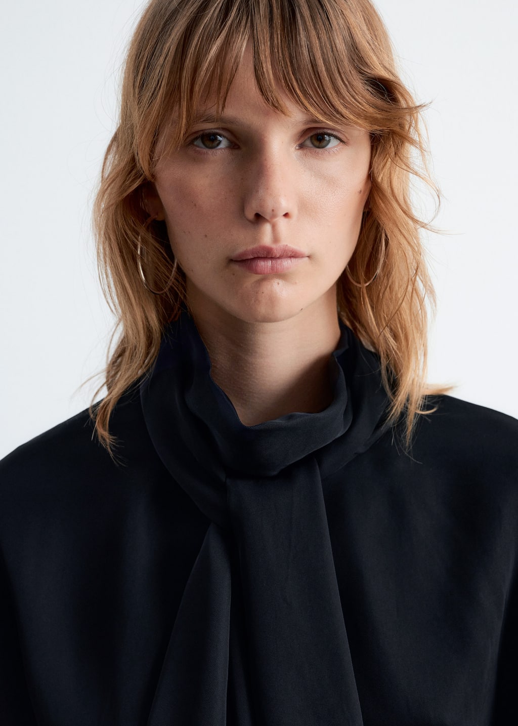 Image of Scarf-Detail Satin Blouse