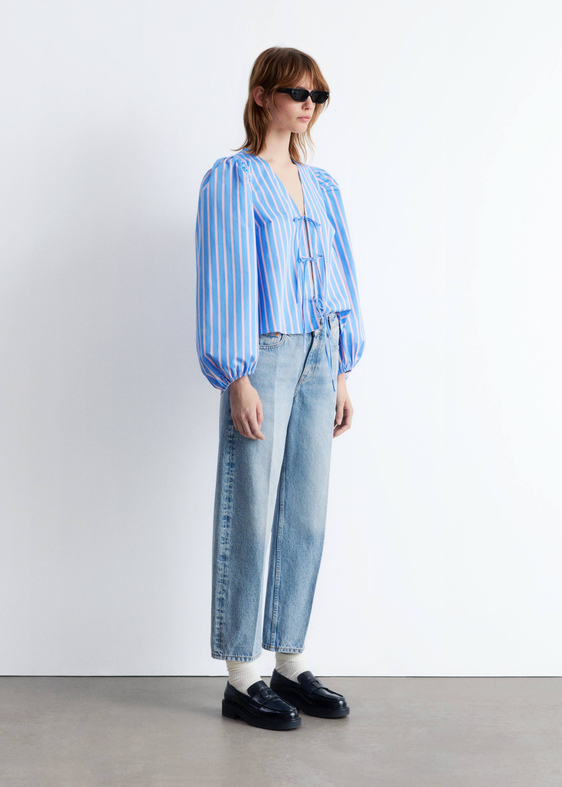 Visualizza immagine più grande: Blusa annodata sul davanti - Blu/Righe rosa - DONNA | H&M IT 5