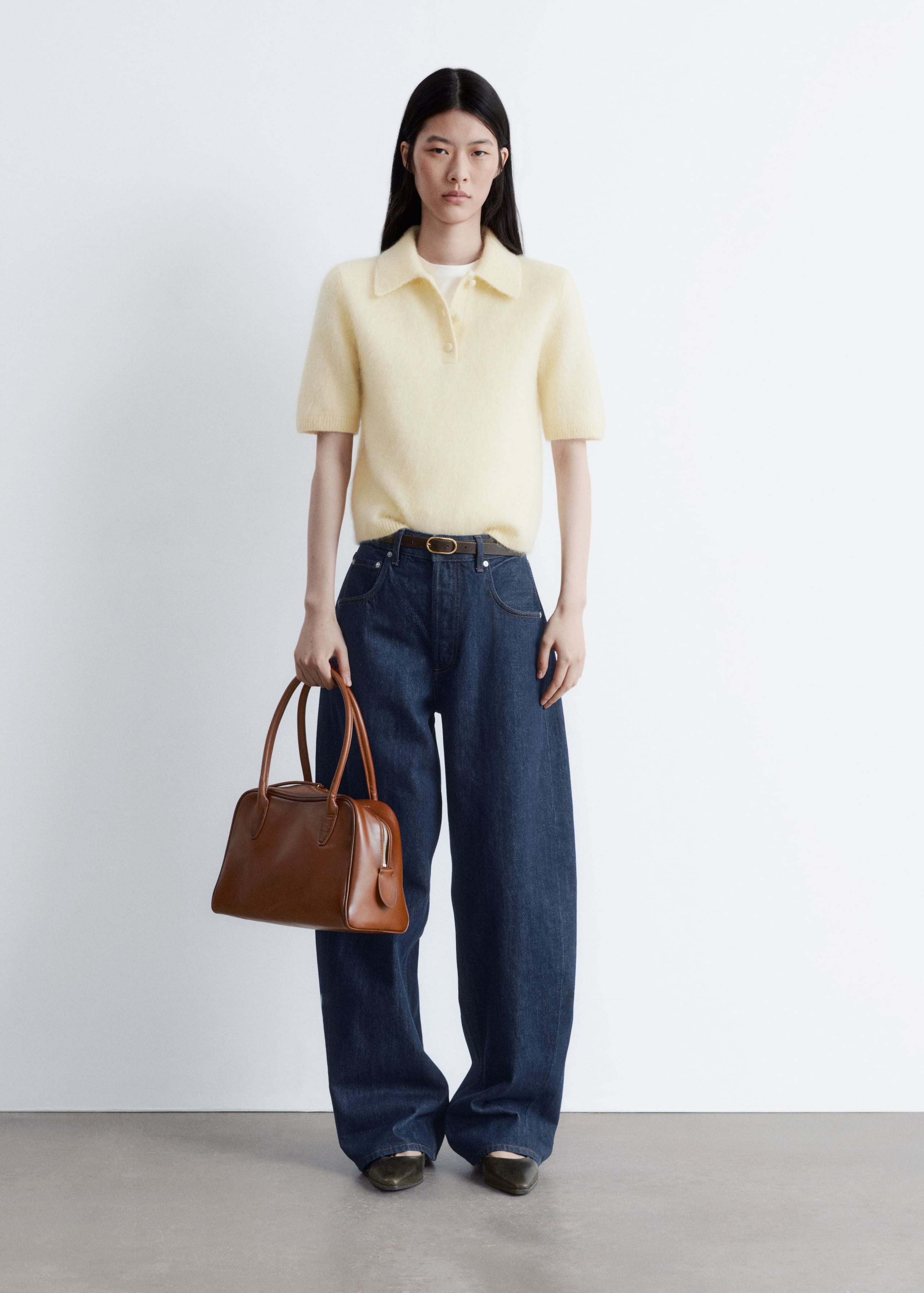 Image of Brushed Knit Polo T-Shirt