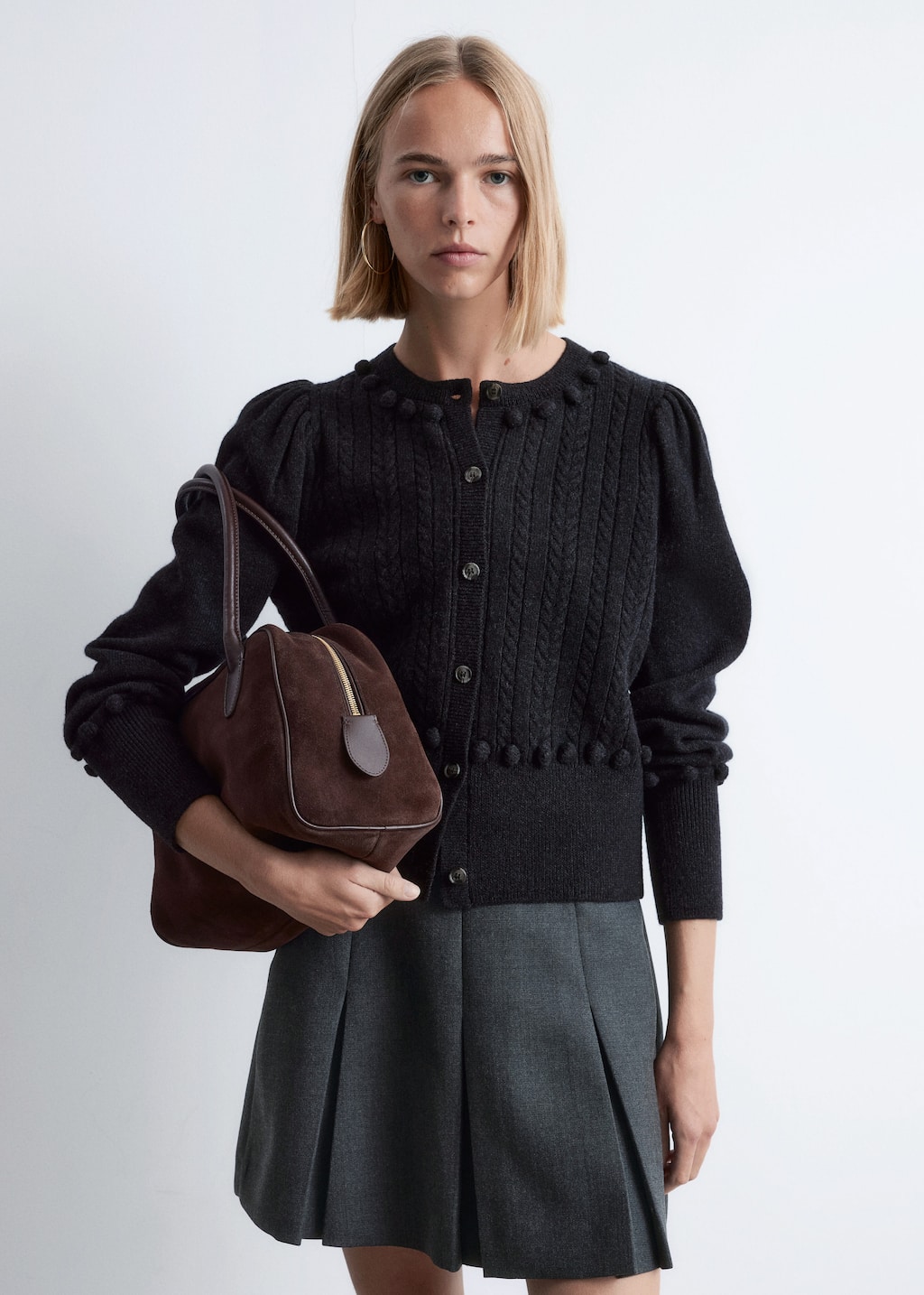 Image of Cable-Knit Wool Cardigan