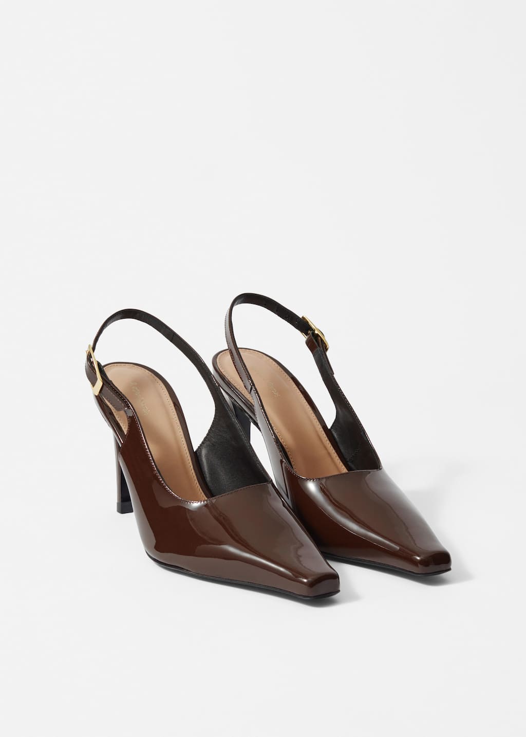 Image of Escarpins à bride arrière en cuir verni