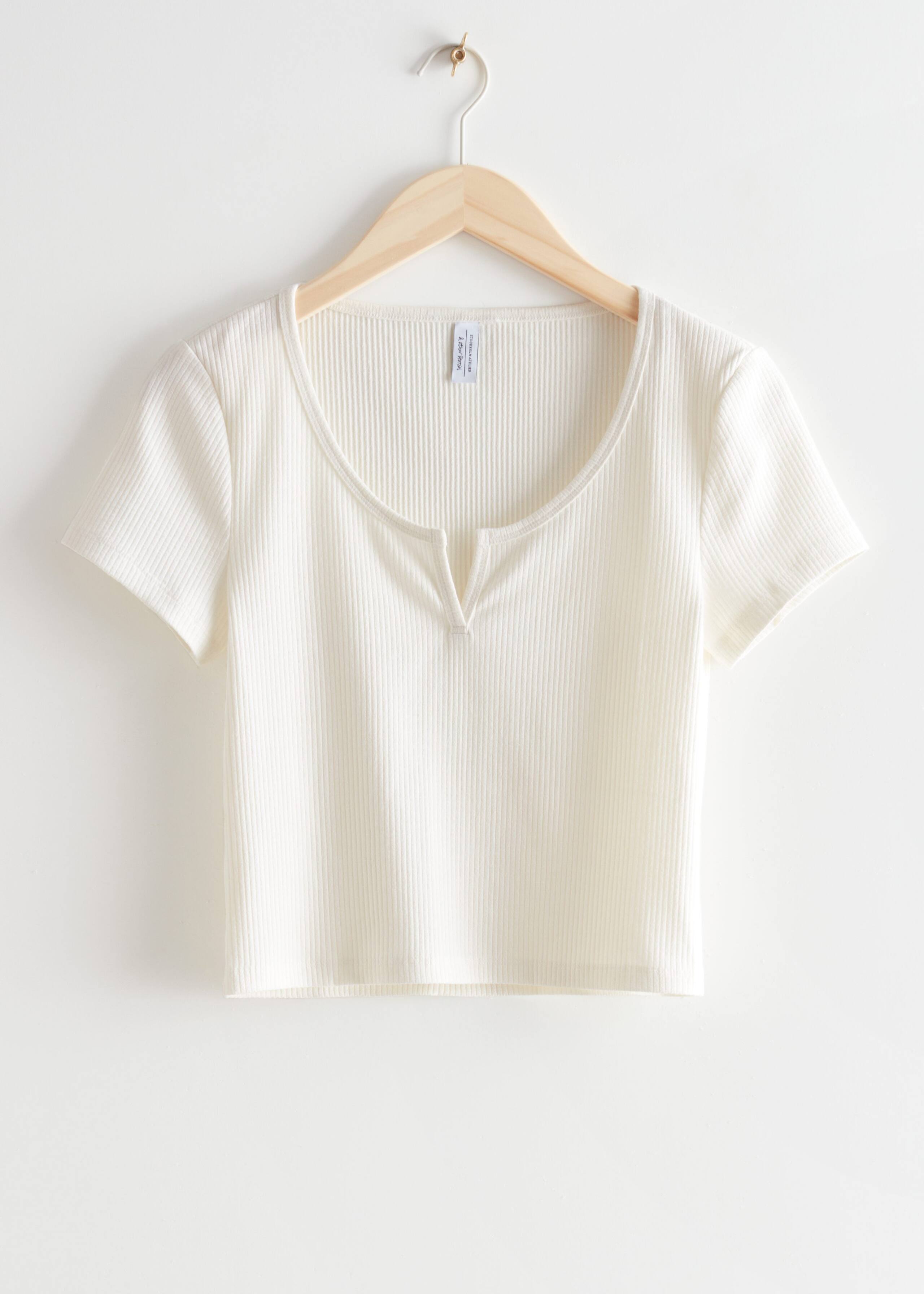 Cropped Rib Top - White - Still Life