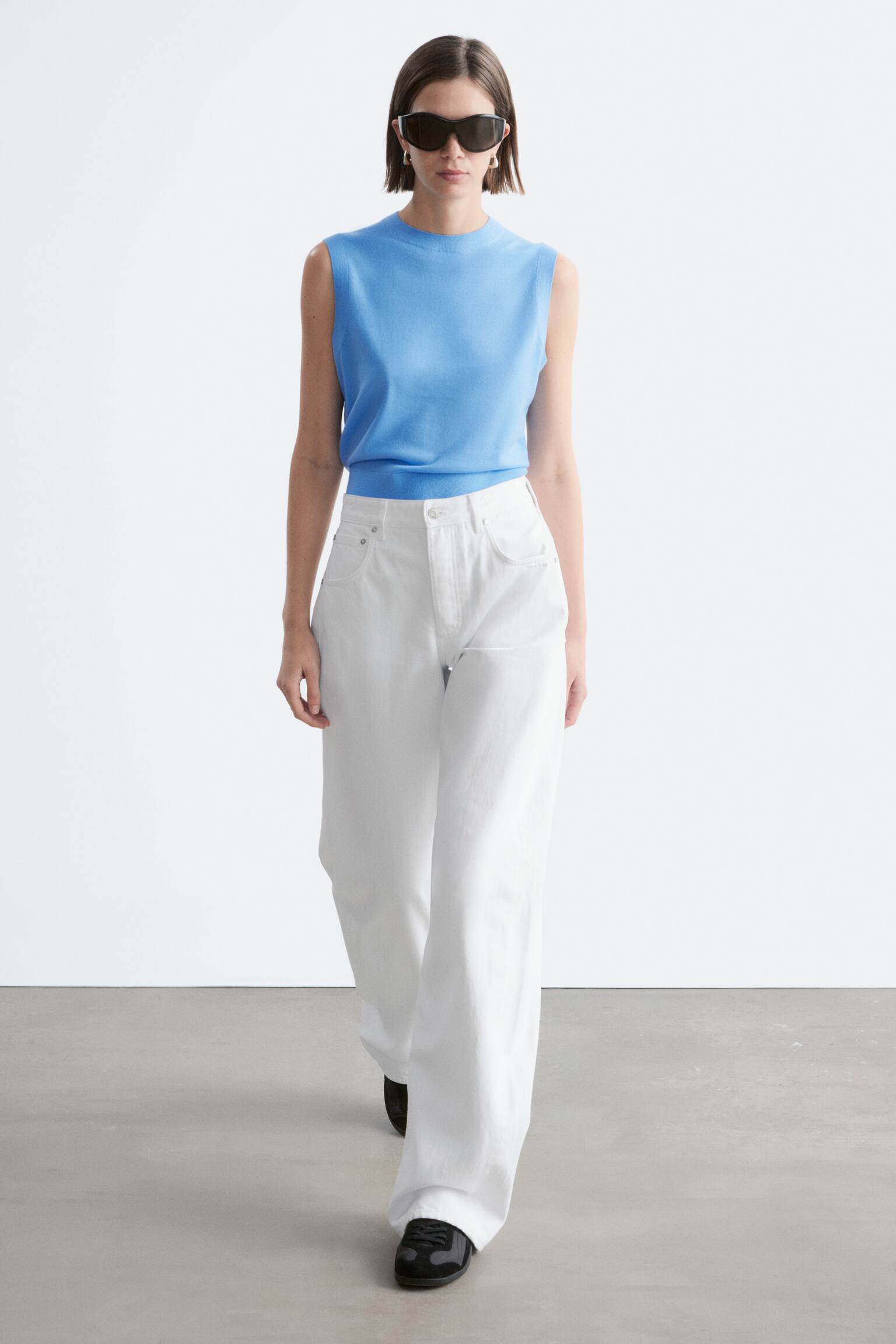 Barrel-Leg Jeans-Бял - 9