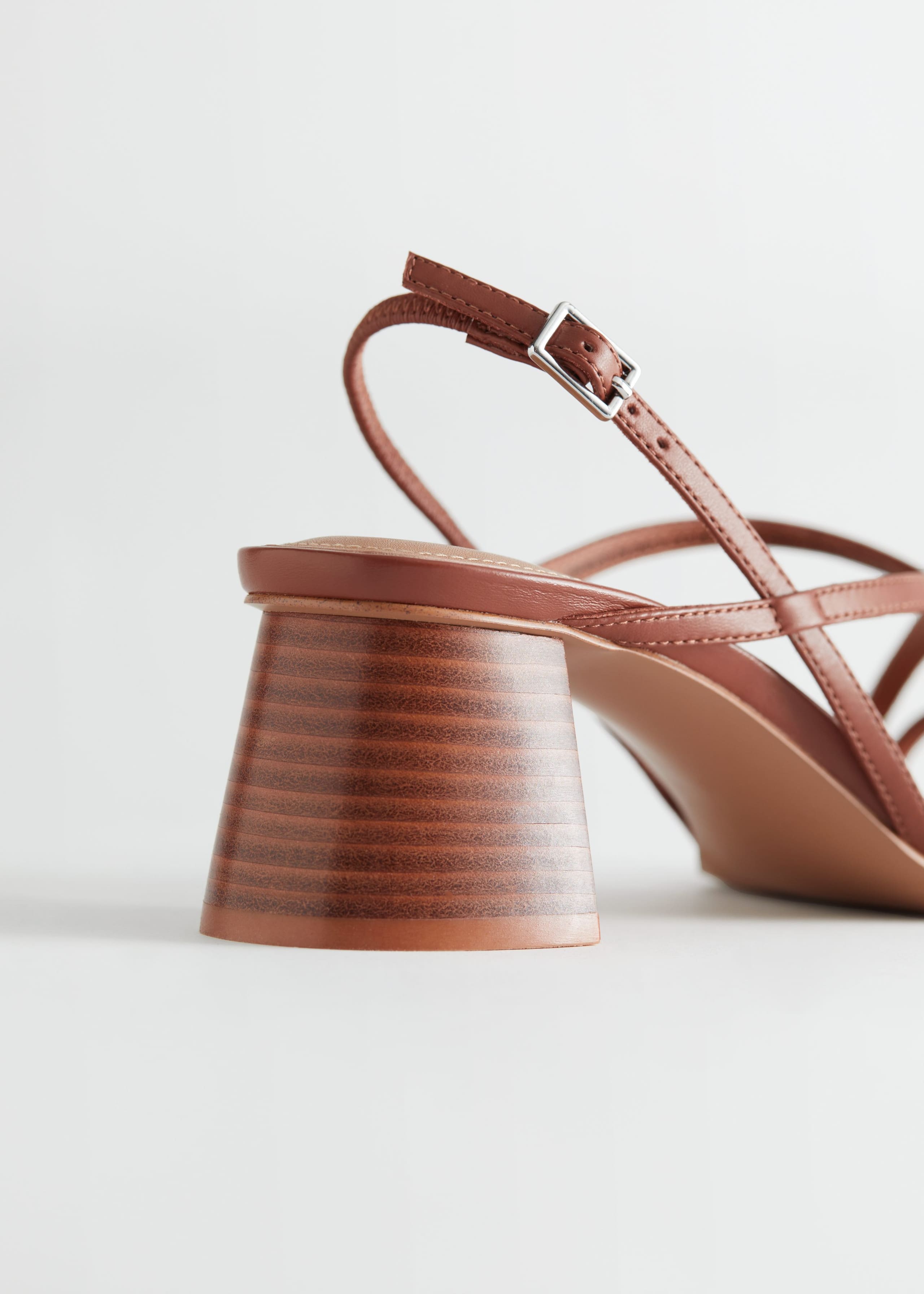Image of Strappy Block Heel Leather Sandals