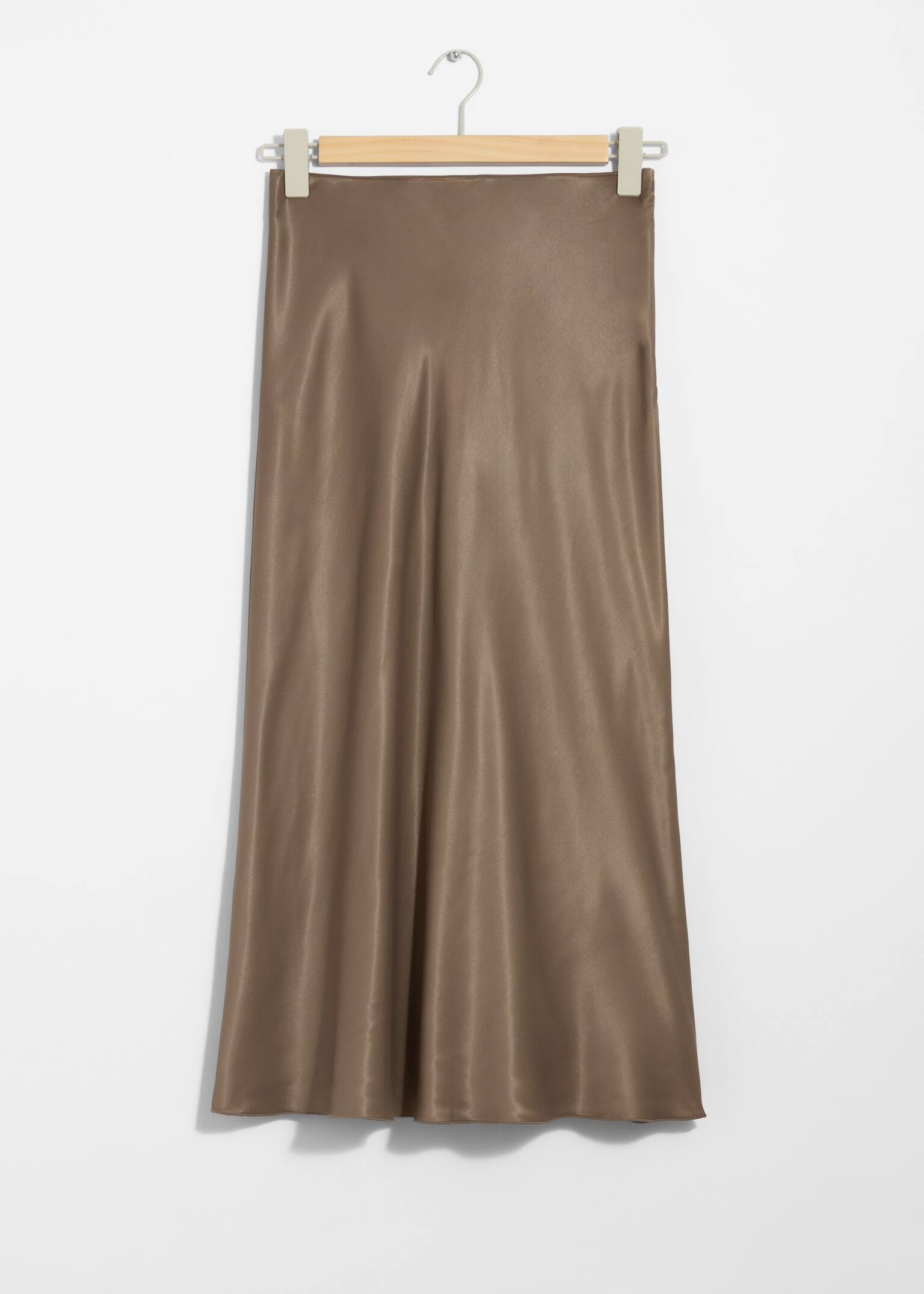 Falda midi de satén - Topo/Azul claro/Marrón oscuro/Negro/Blanco/Rojo oscuro/Rosa/Rojo