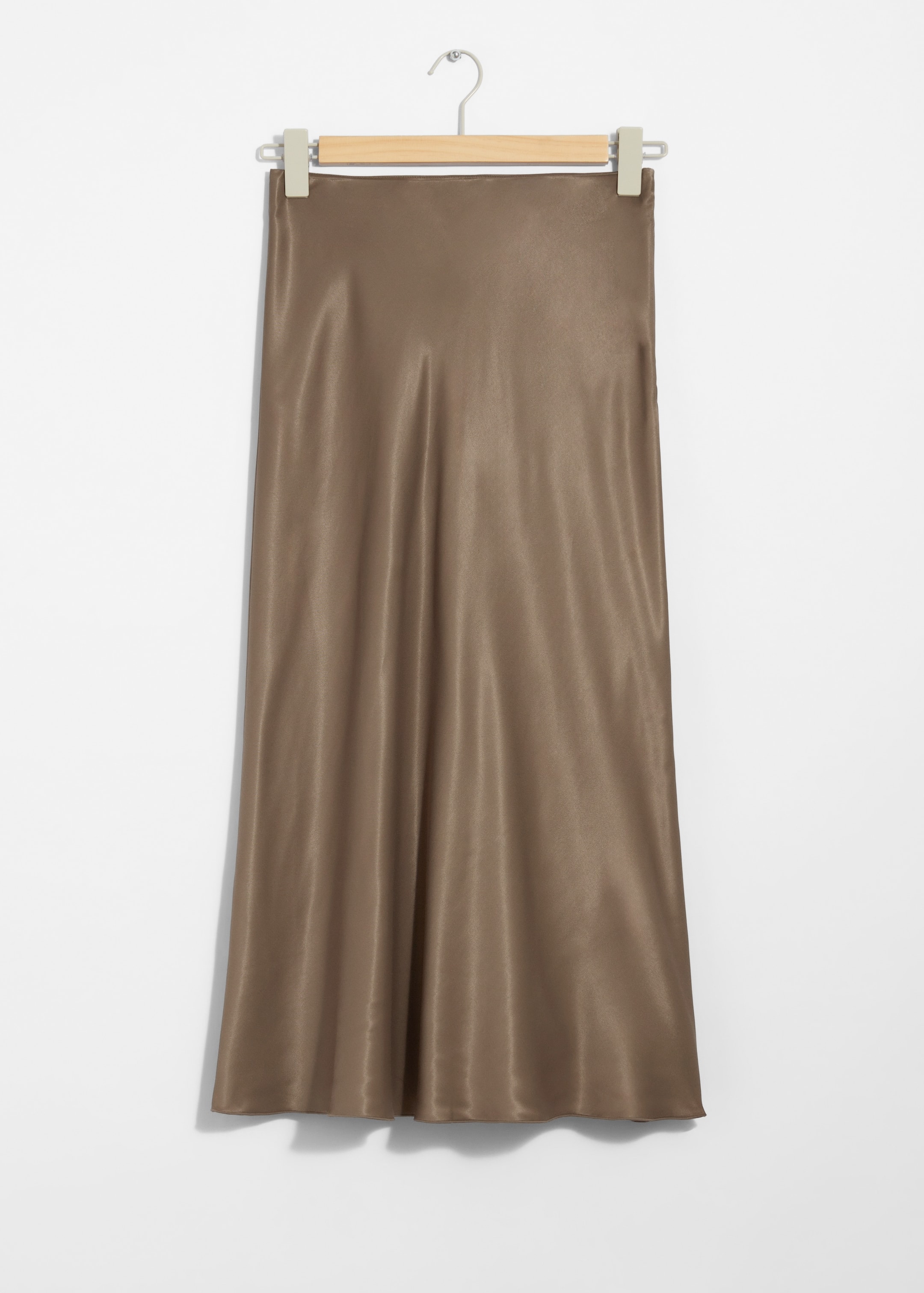 Größeres Bild ansehen: Midirock aus Satin - Graubraun - Ladies | H&M DE 1