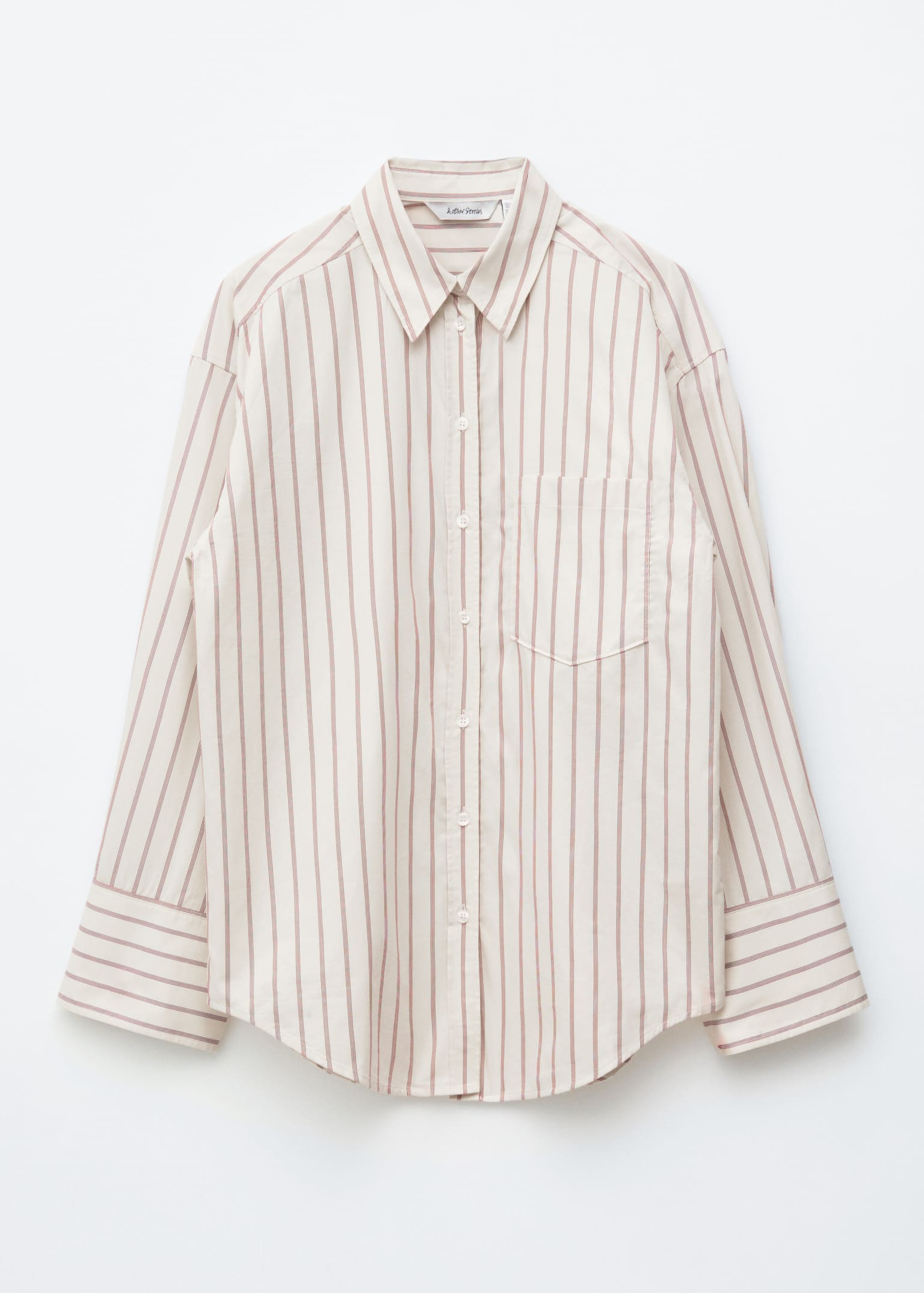 Памучна риза - Бяло/Райета/Тъмно бежово