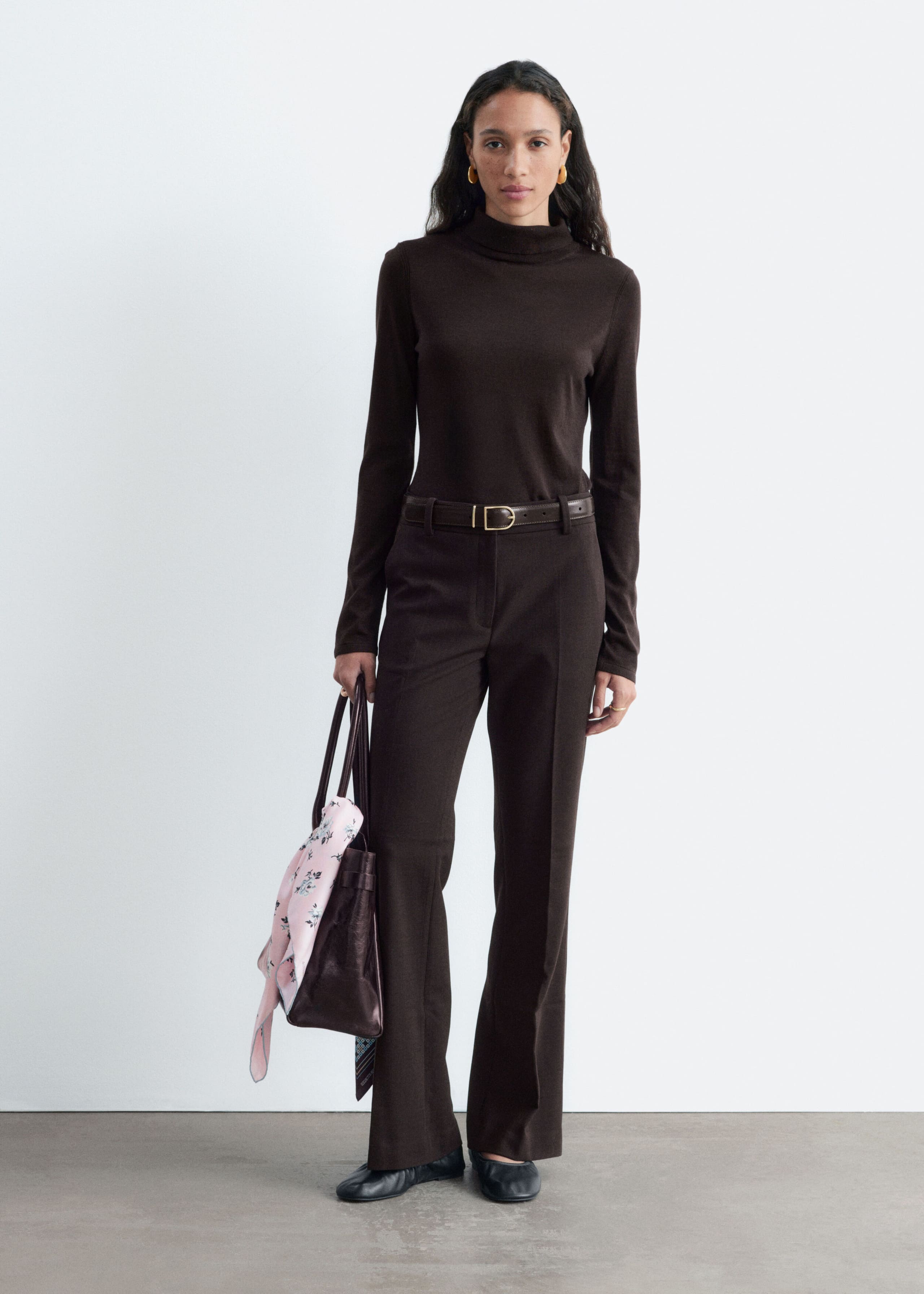 Flared Press-Crease Trousers - Dark Brown - Still Life