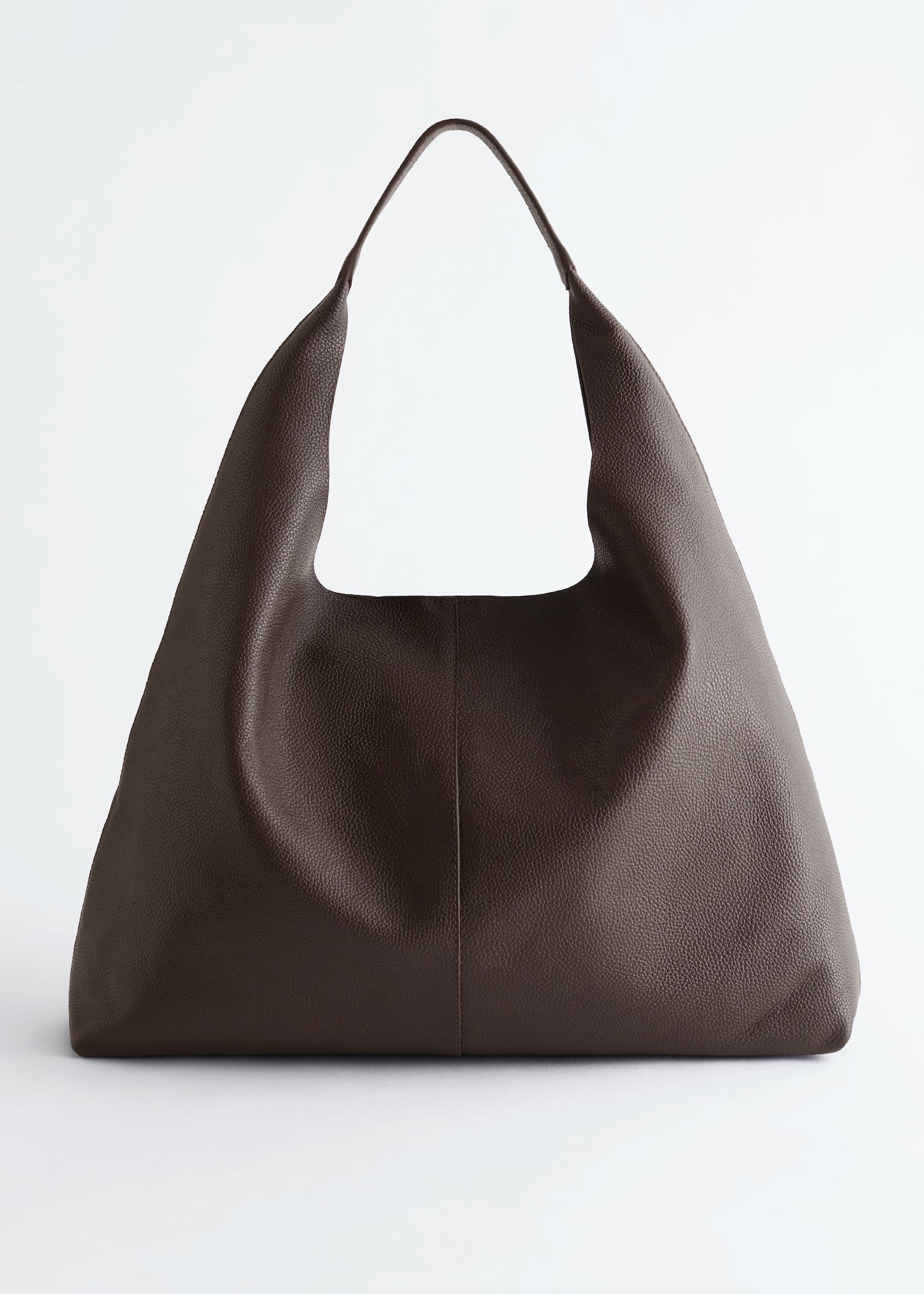 Grand sac cabas en cuir - Marron foncé/Noir