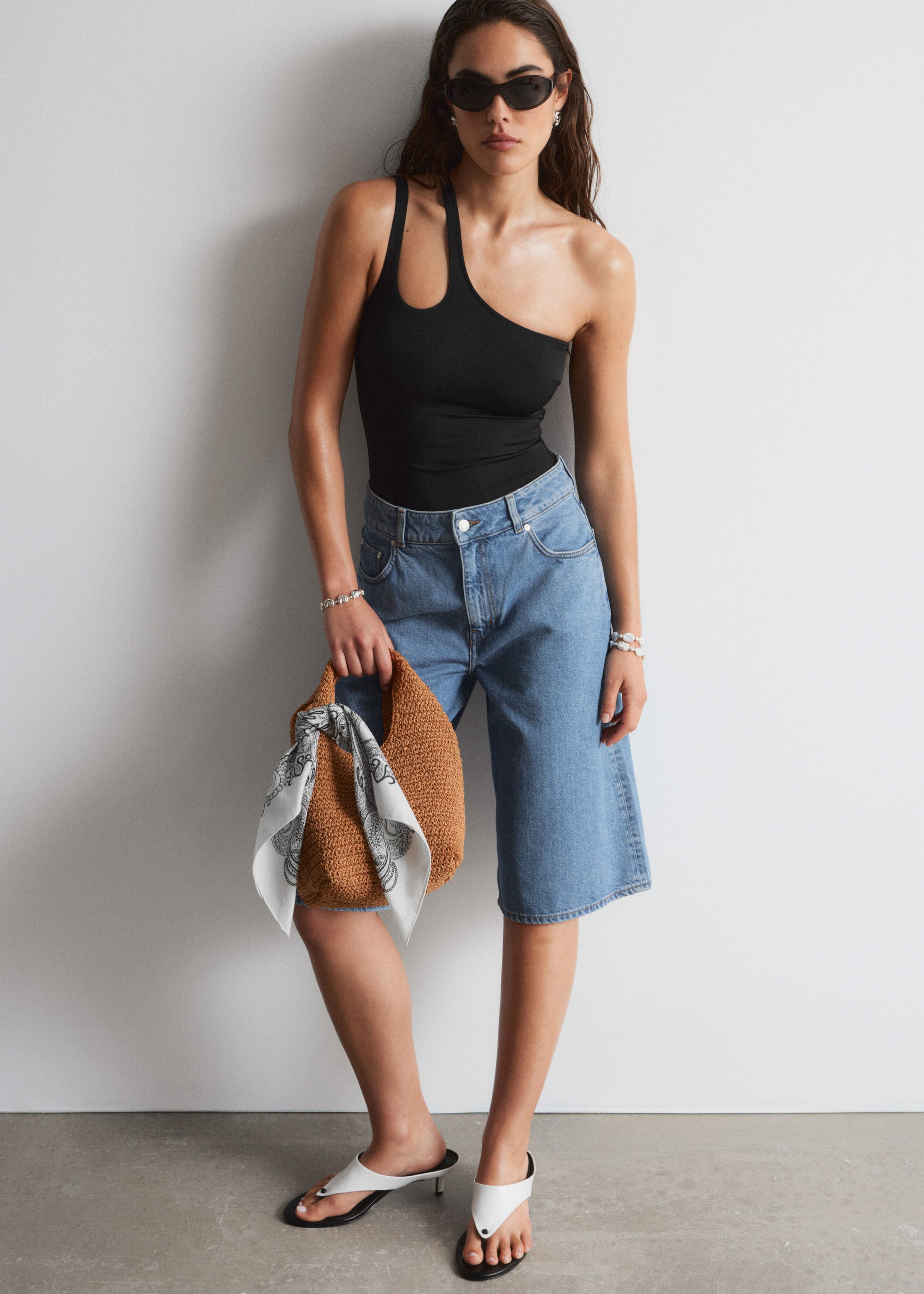 Image of Cut-Out One-Shoulder Swimsuit