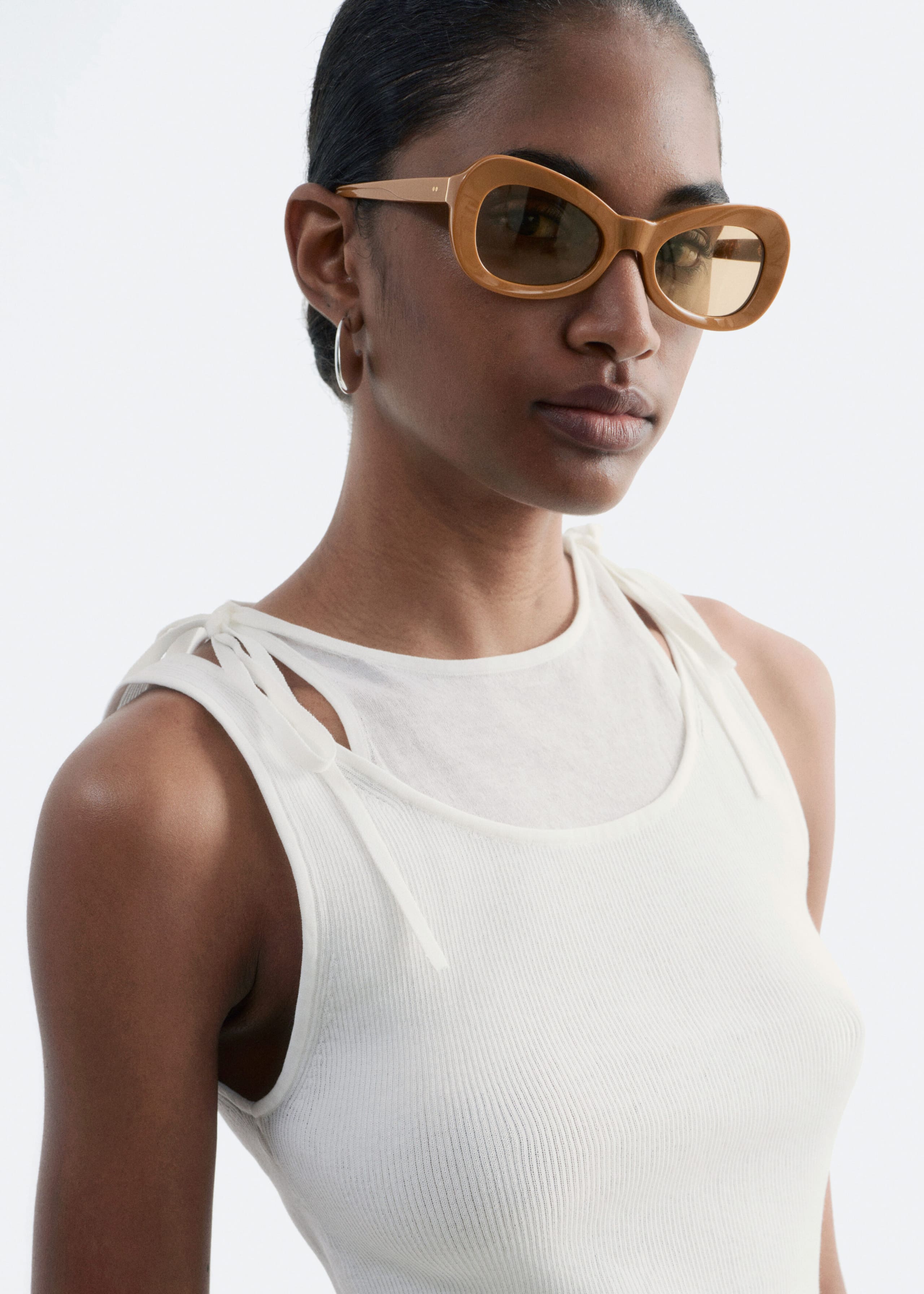 Camiseta de tirantes de doble capa - Blanco - Lookbook