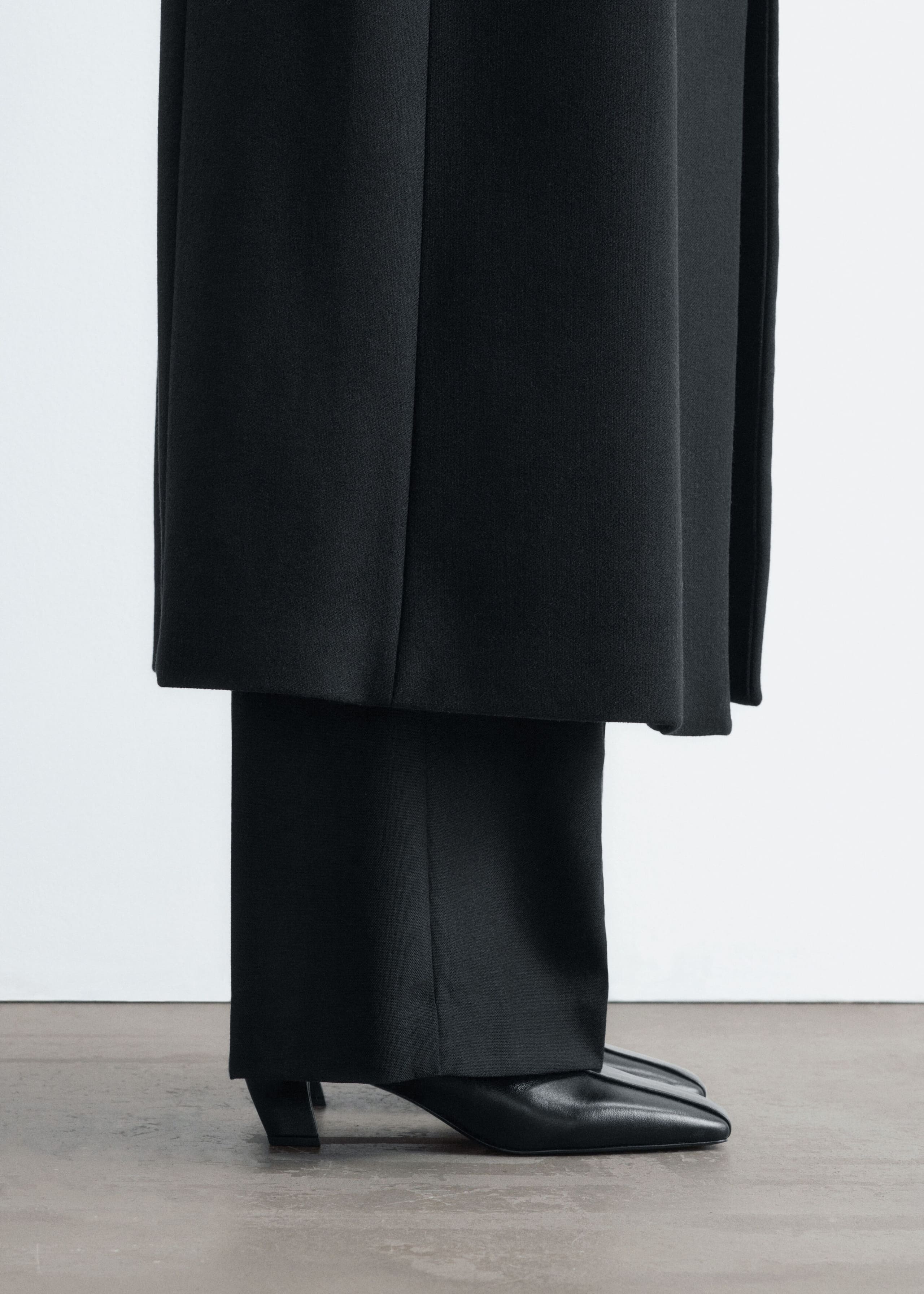 Kitten Heel Leather Ankle Boots - Black - Lookbook