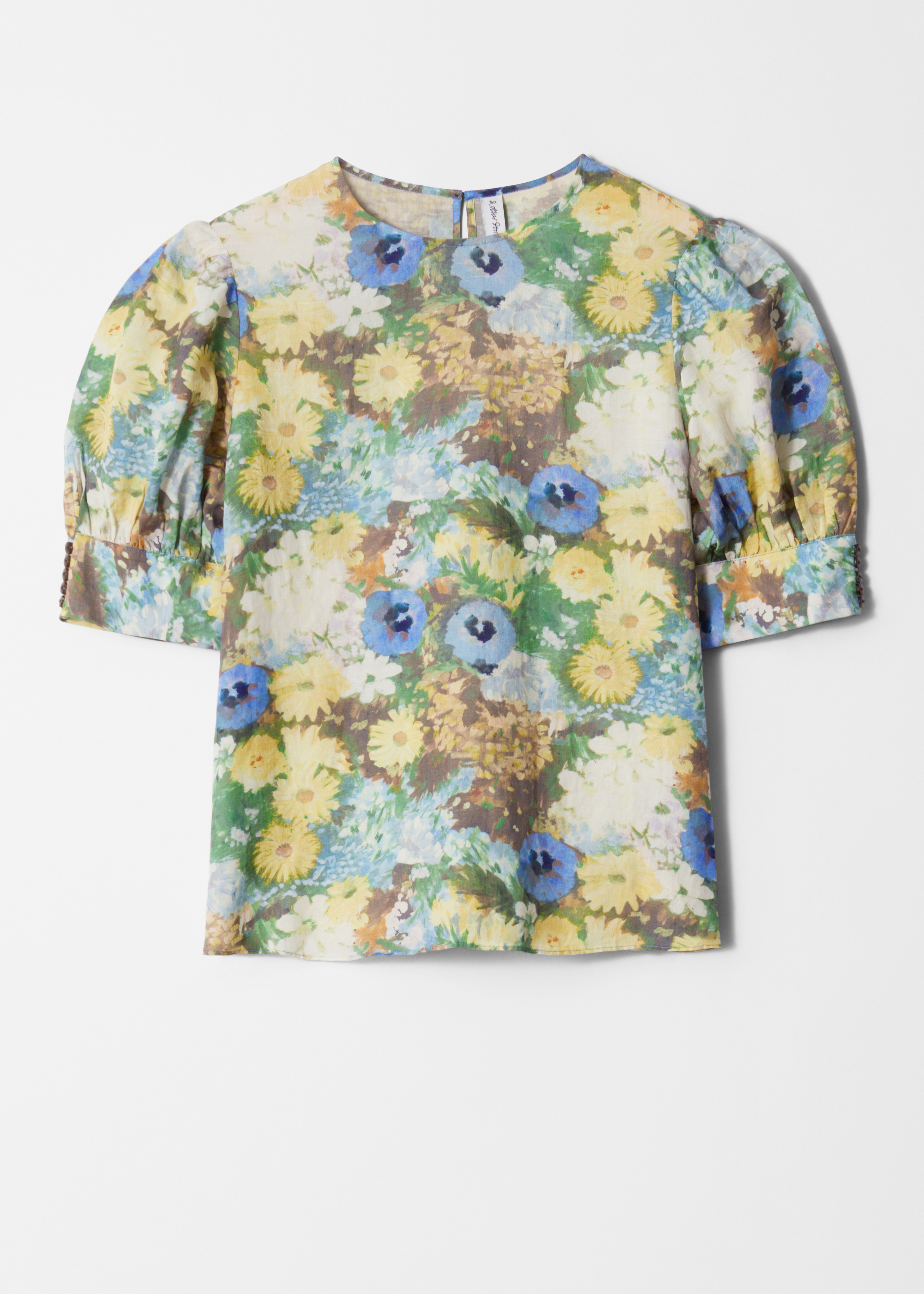 Blusa de renda bordada - Estampado floral/Preto/Preto/Pêssego