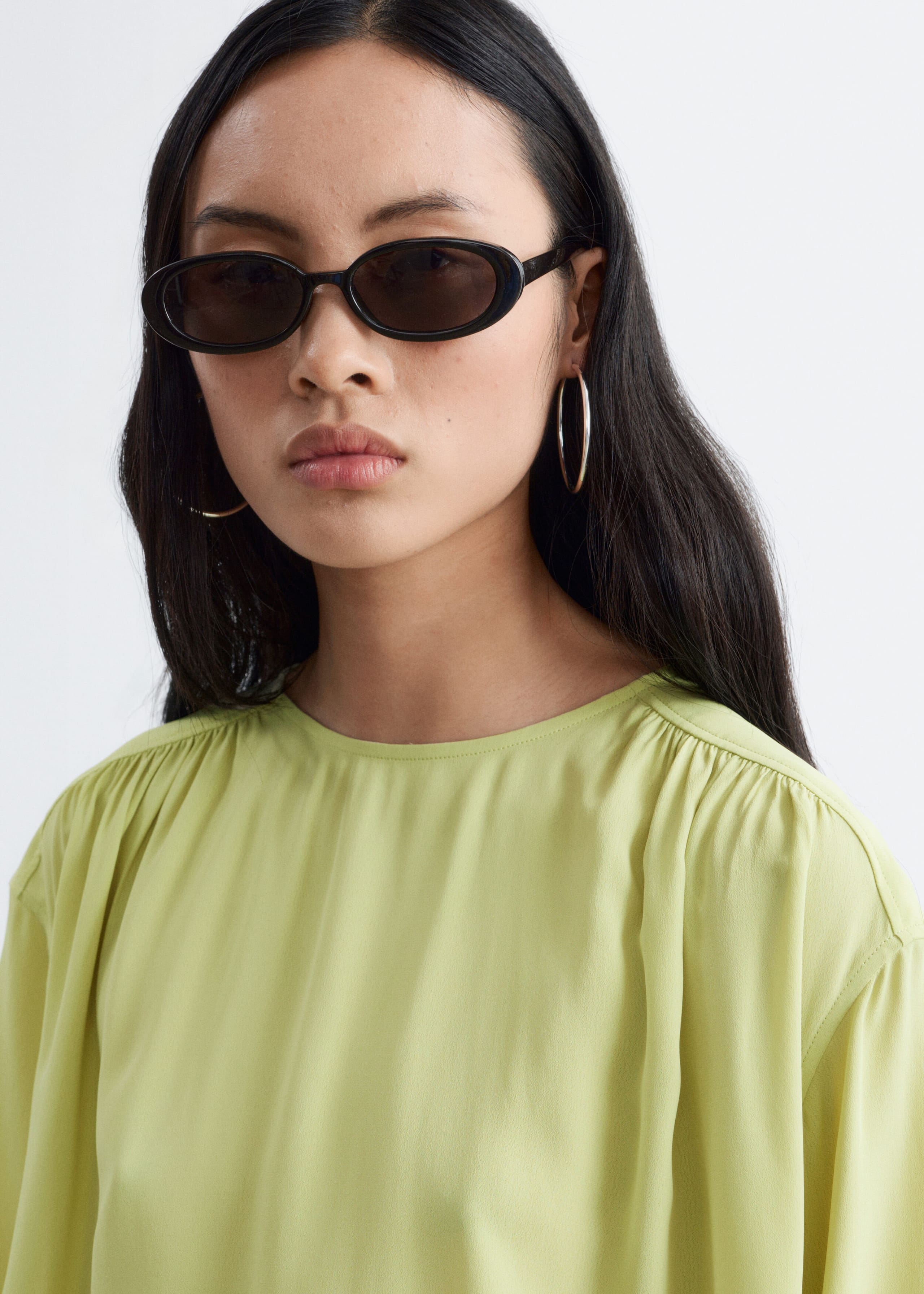 Image of Gathered Crepe Blouse