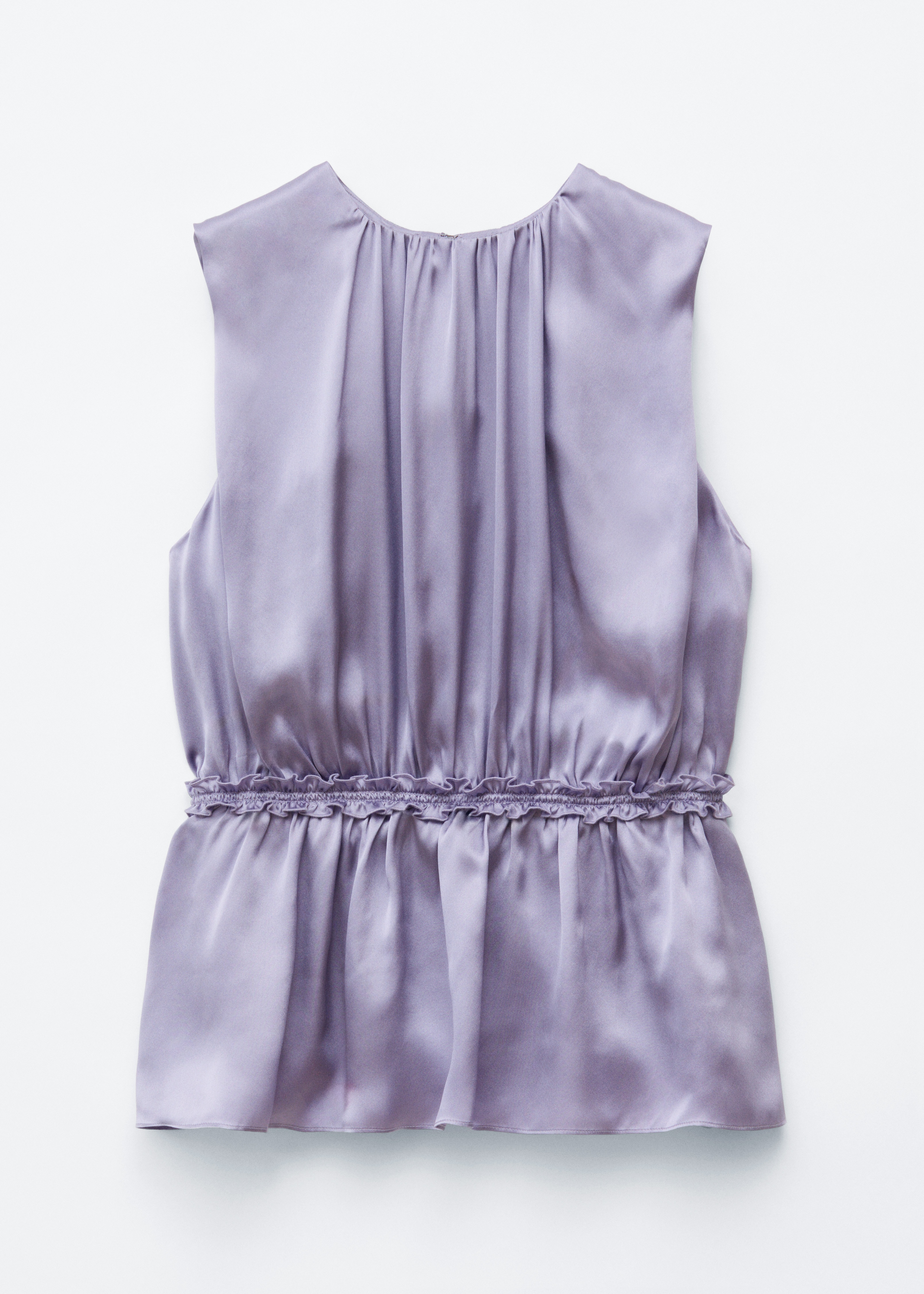 Top de seda sin mangas con volantes-Morado