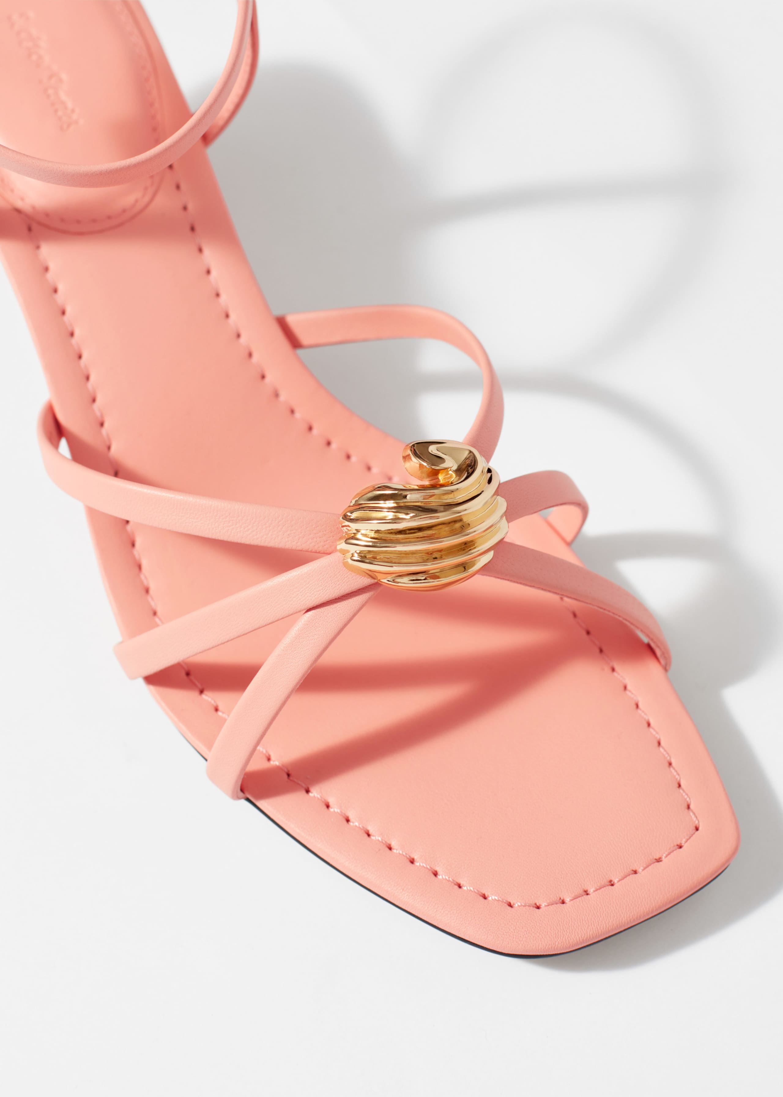 Image of Embellished Heeled Leather Sandals