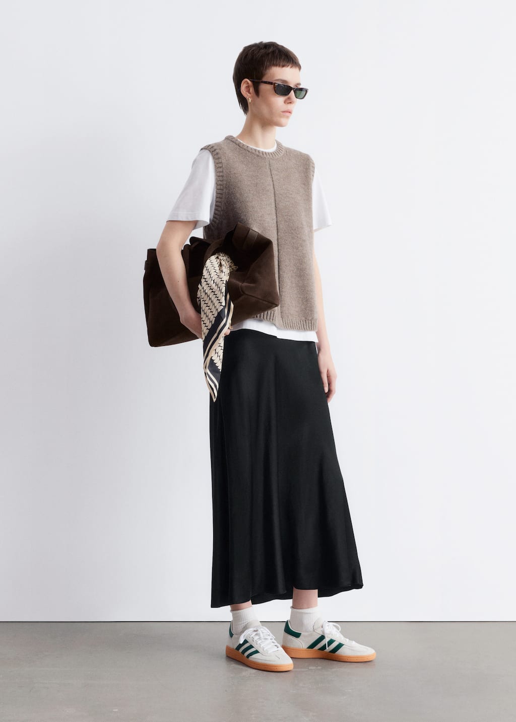 Image of Satin Midi Skirt