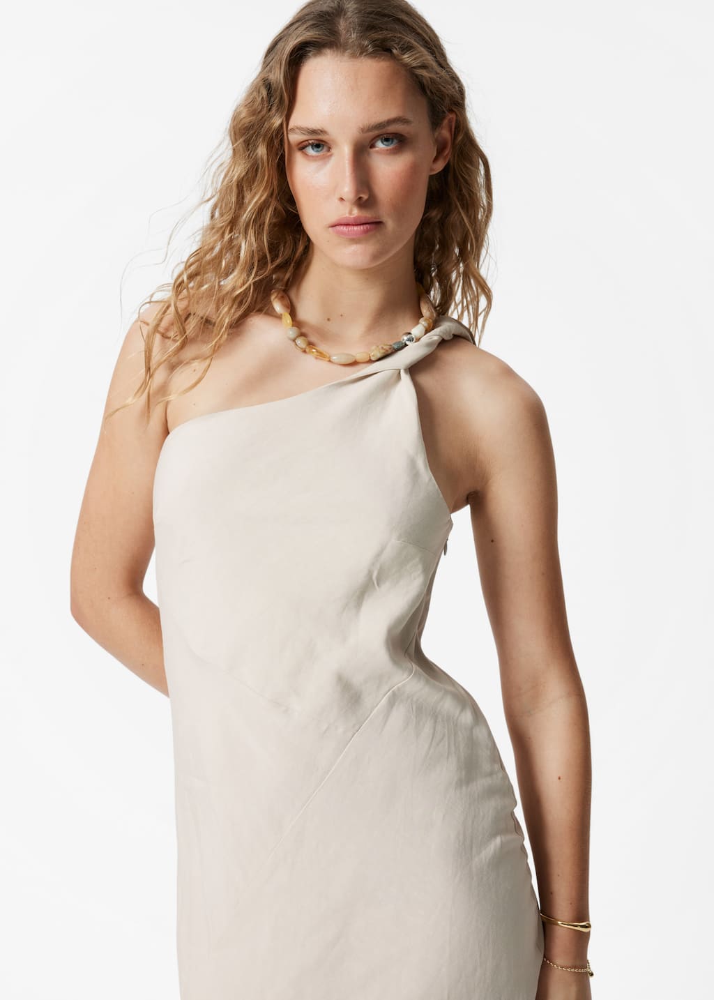 Image of One-Shoulder Midi Dress