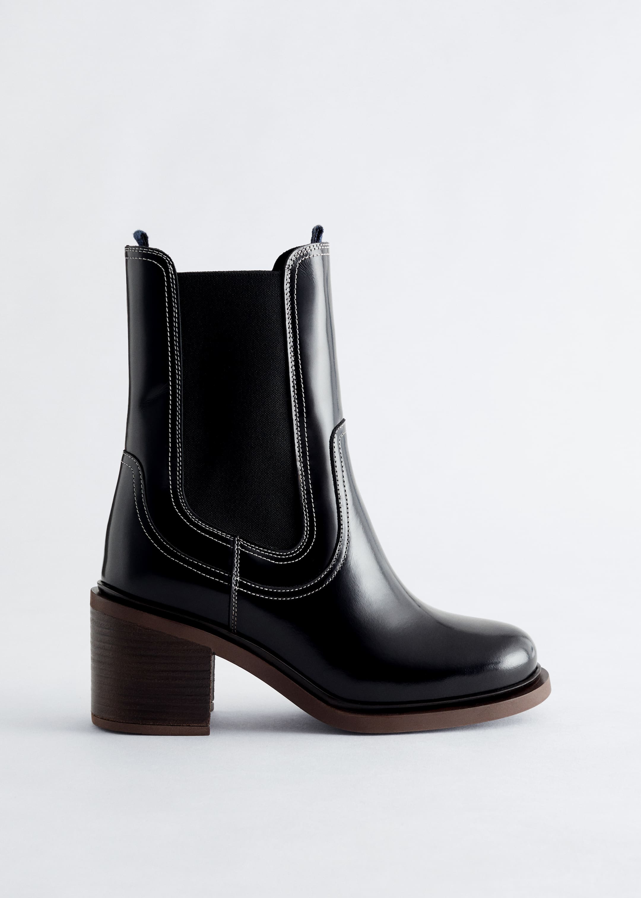 Visa större bild: Högklackade chelseaboots i läder - Svart - DAM | H&M FI 1