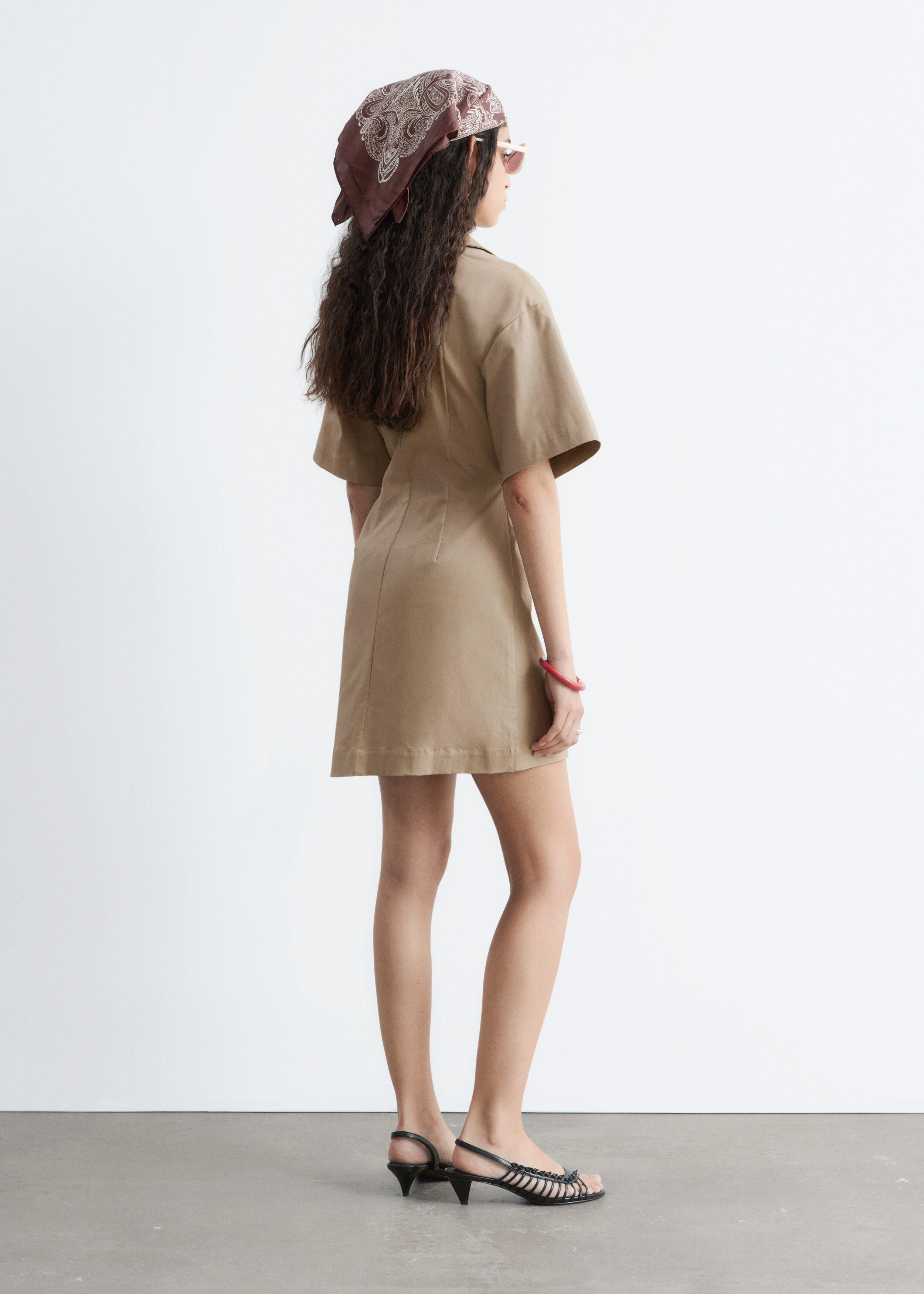 short light brown dress Short-Sleeve Ruched Mini - - Mini Dresses Maxi dress