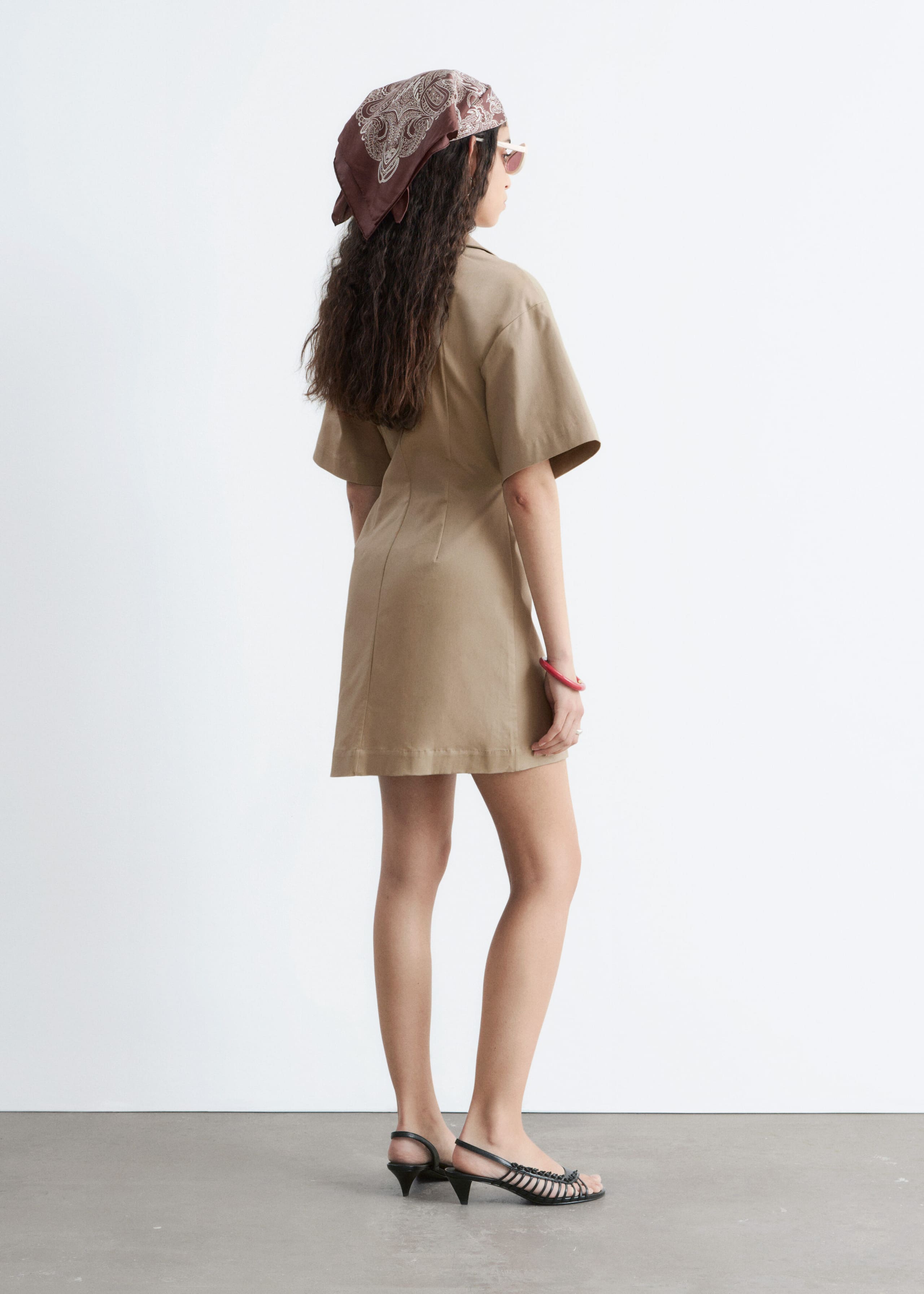 Wrap-Front Mini Dress - Beige - Lookbook