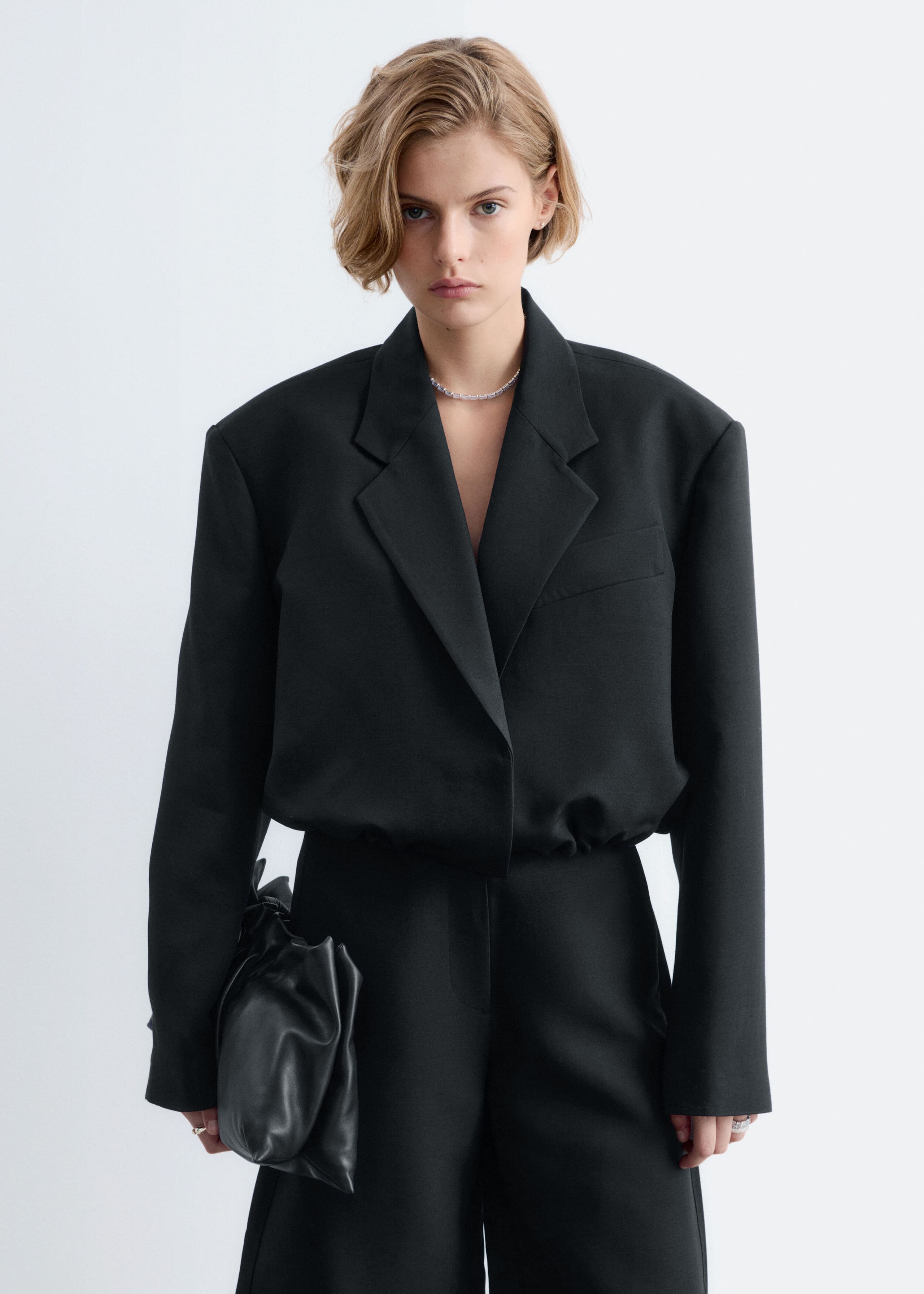 Oversized Drawstring Blazer Black