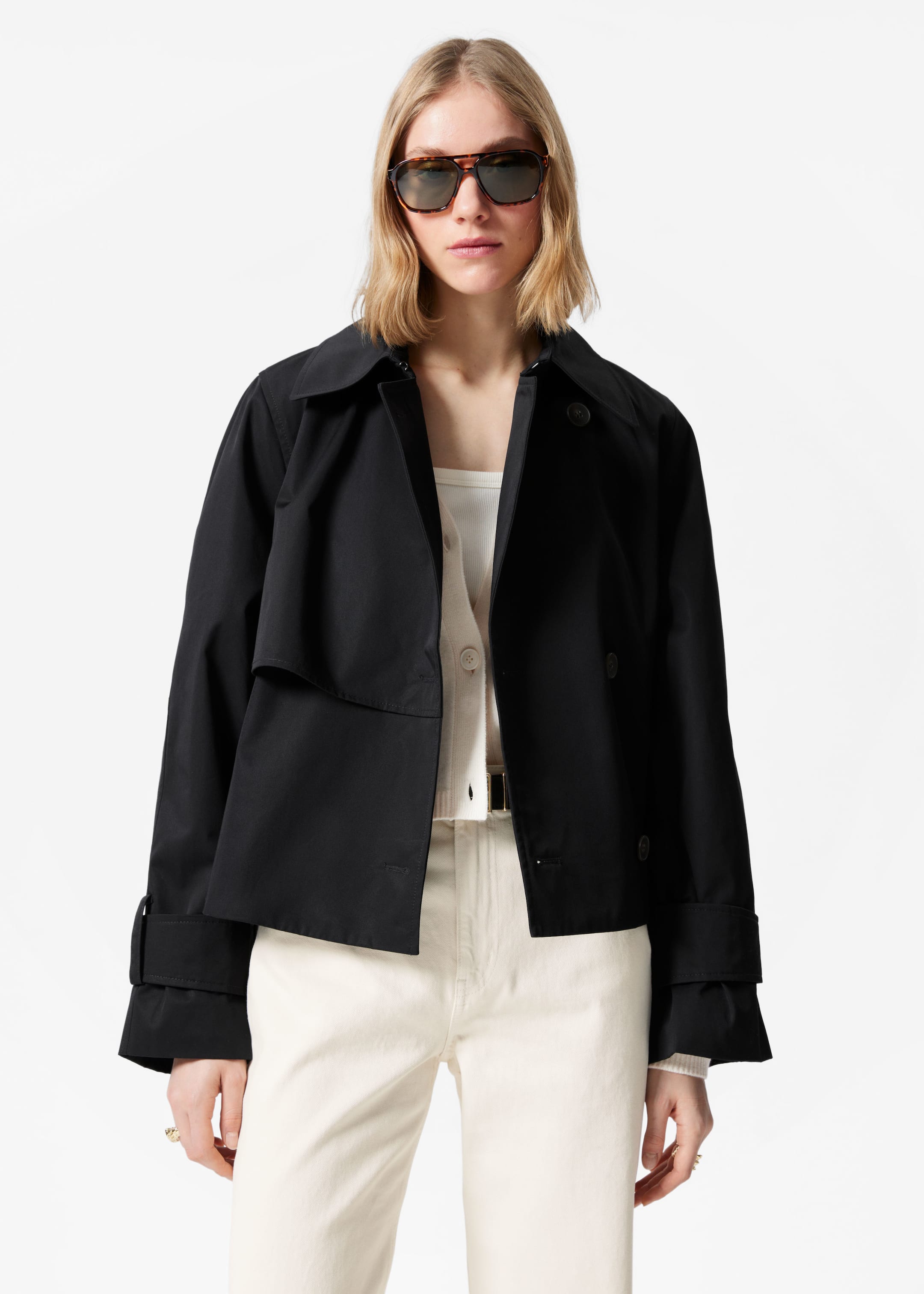View larger image: Short Trench Coat Jacket - Black - Ladies | H&M GB 3