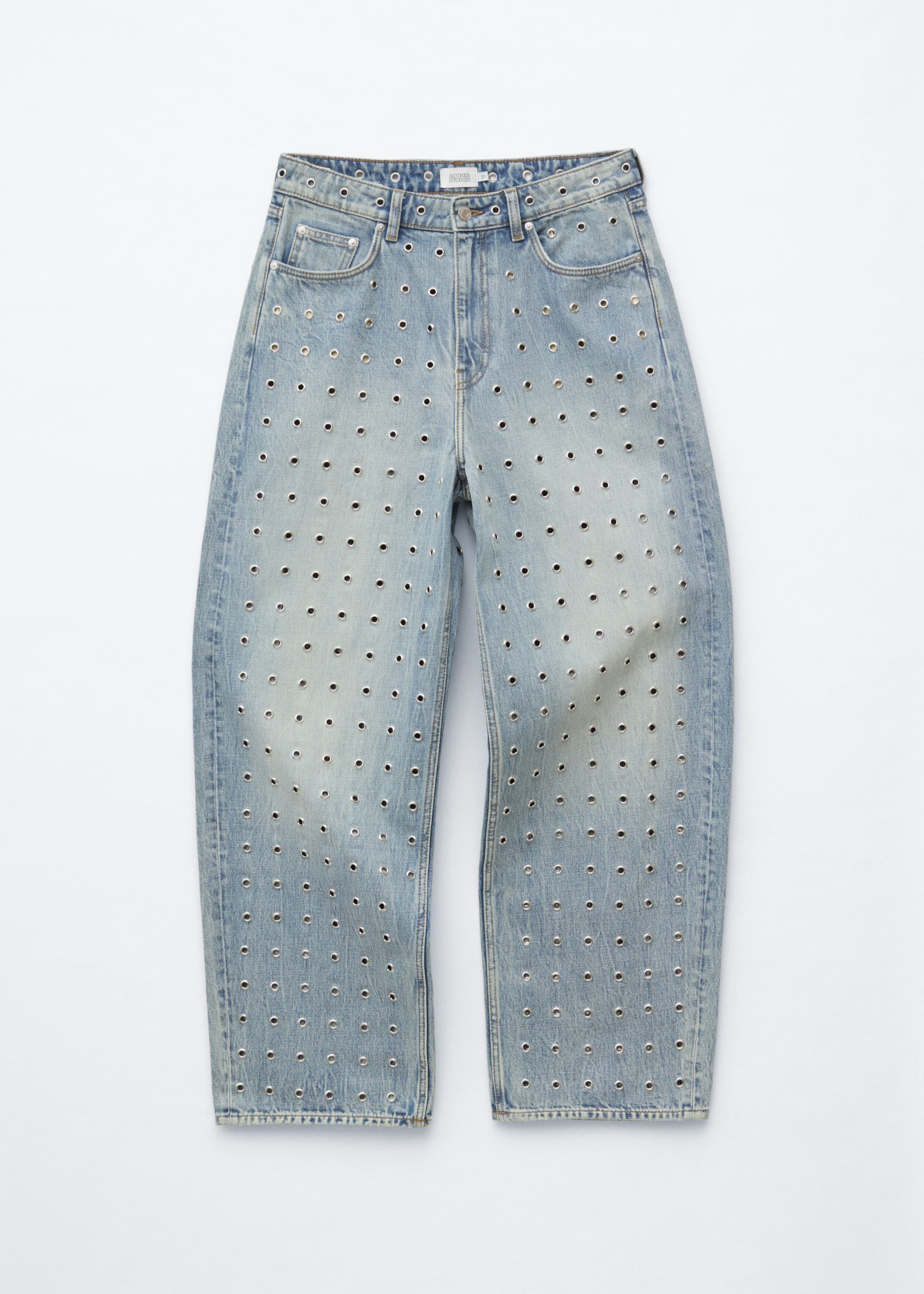 Wide-Leg Eyelet Jeans - Dusty Light Blue - Still Life