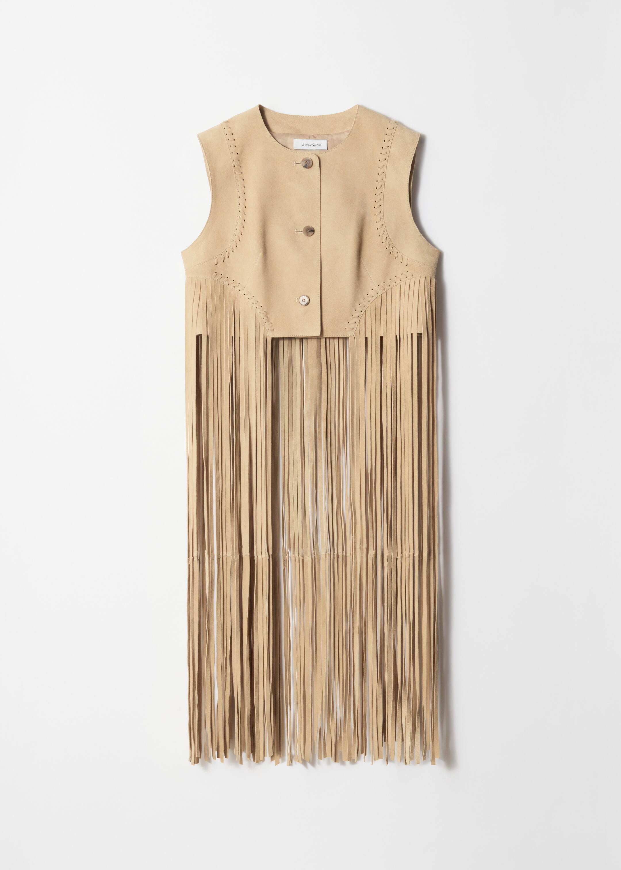 Visa större bild: Mockaväst med fransar - Beige - DAM | H&M SE 6