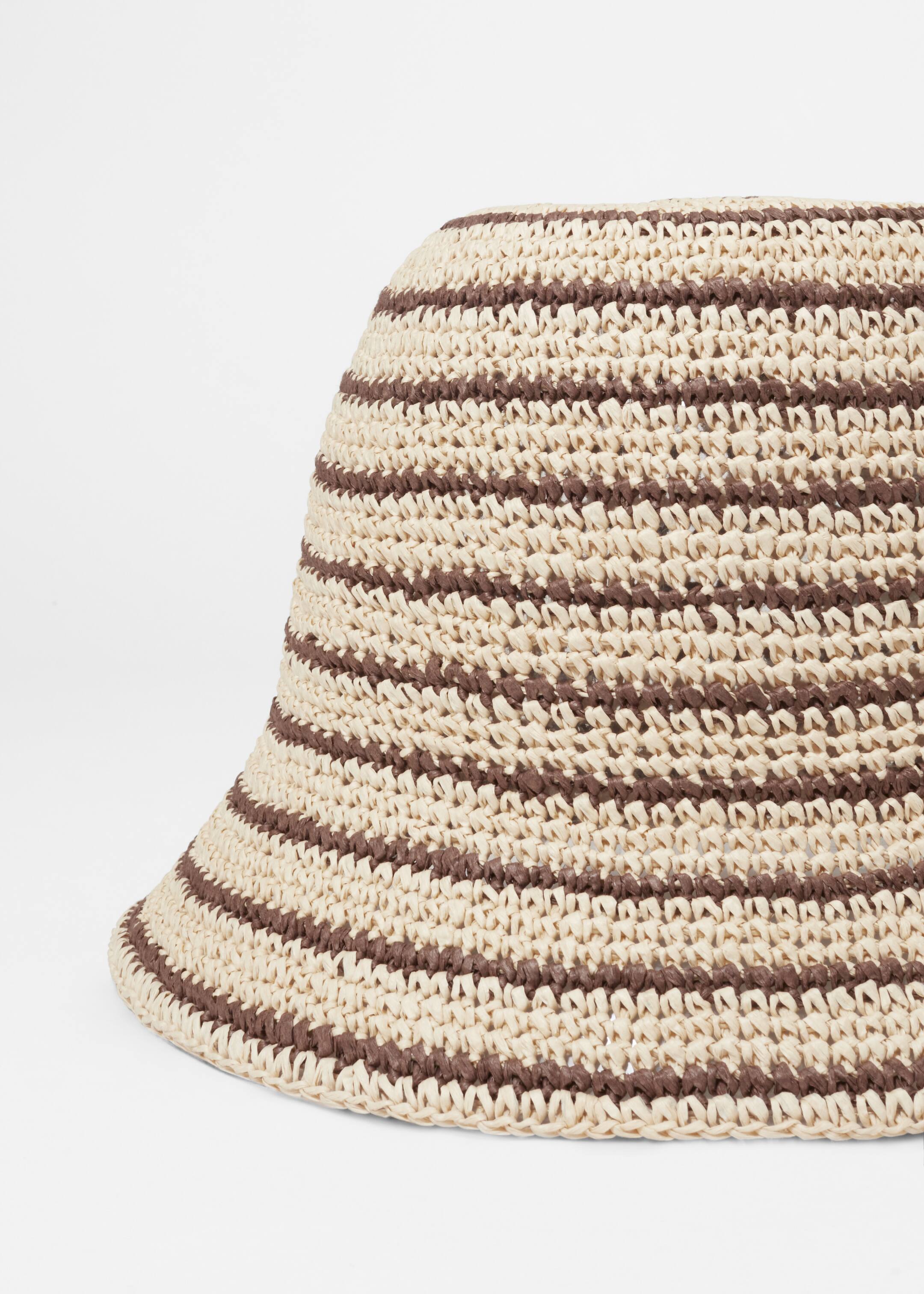 Visa större bild: Bucket hat i strå - Crèmevit/brunrandig - DAM | H&M SE 3