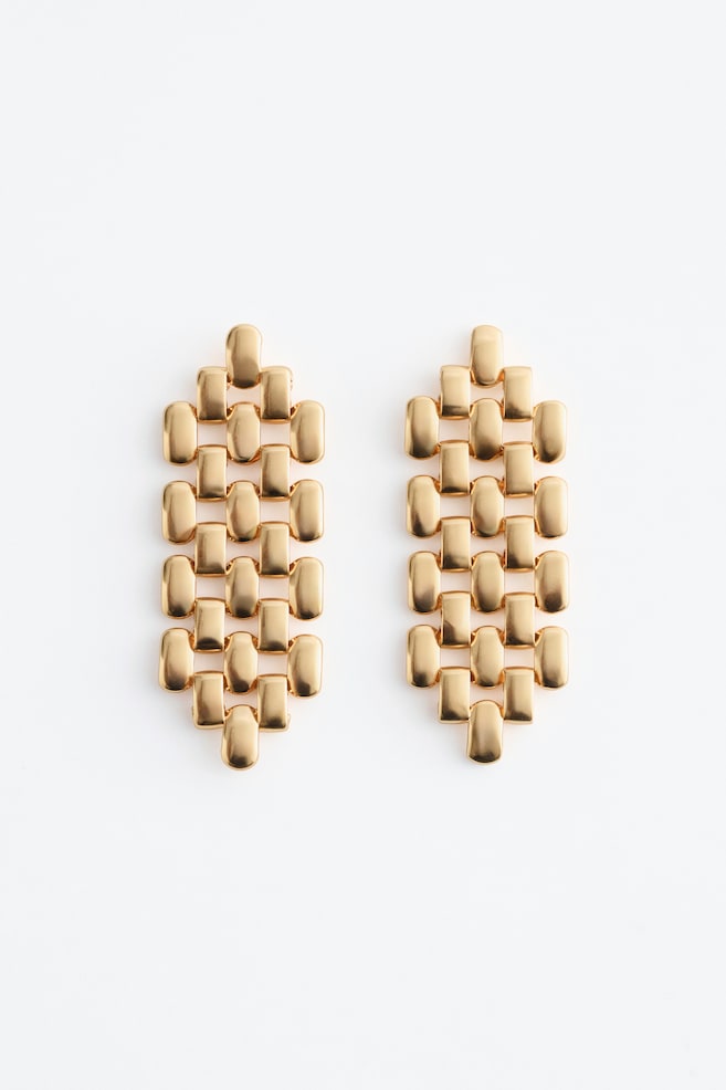 Chain Pendant Earrings - Gold - 1