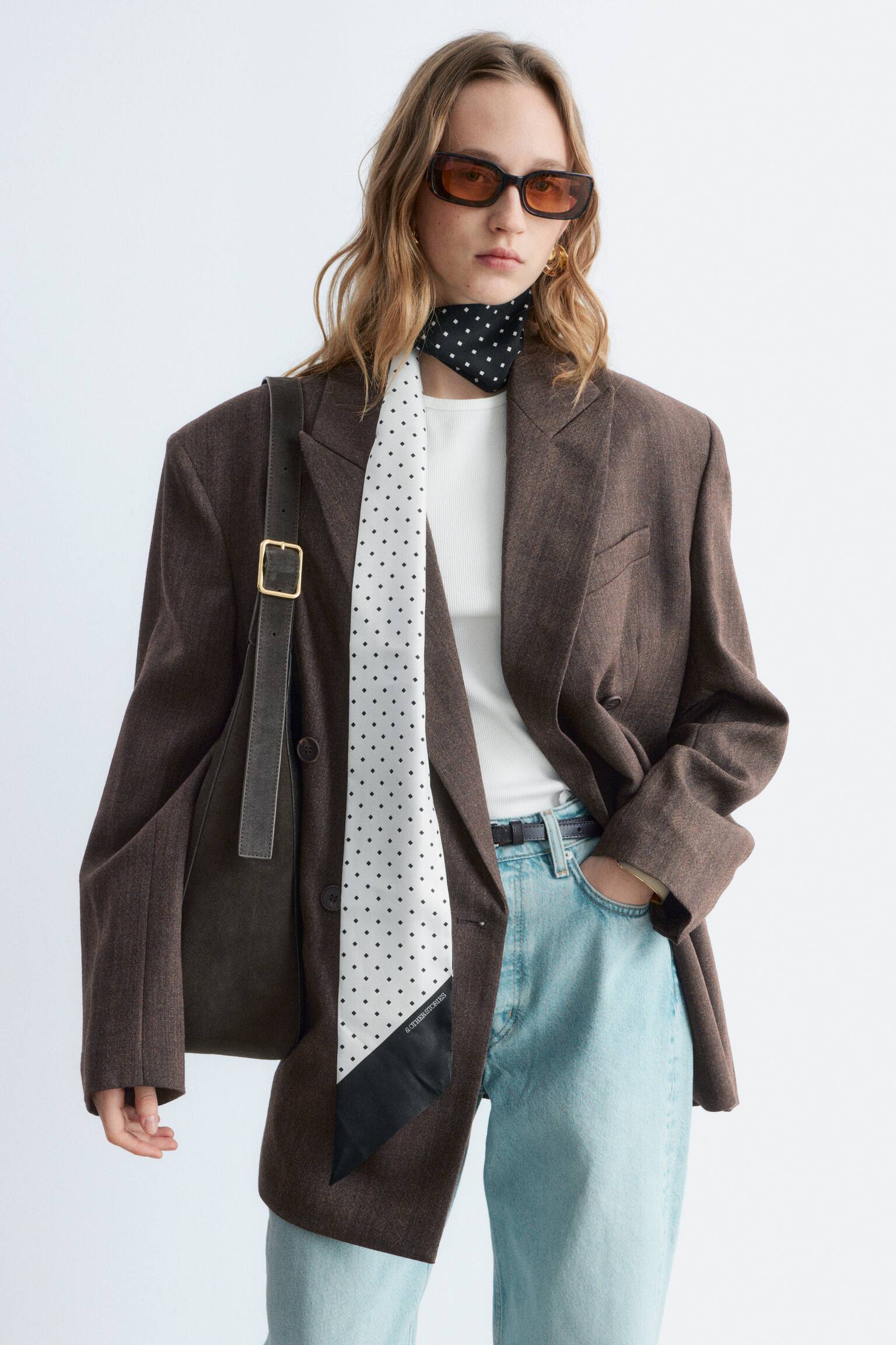 Blazer de trespasse em lã - Castanho escuro - 10