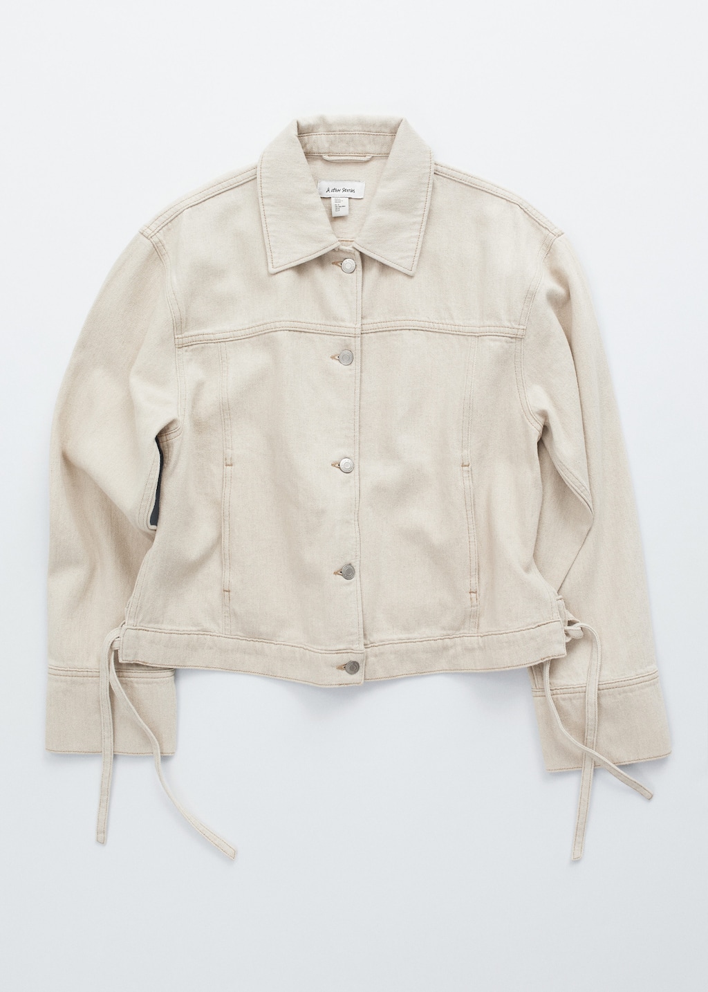 Image of Cropped Tie-Closure Denim Jacket