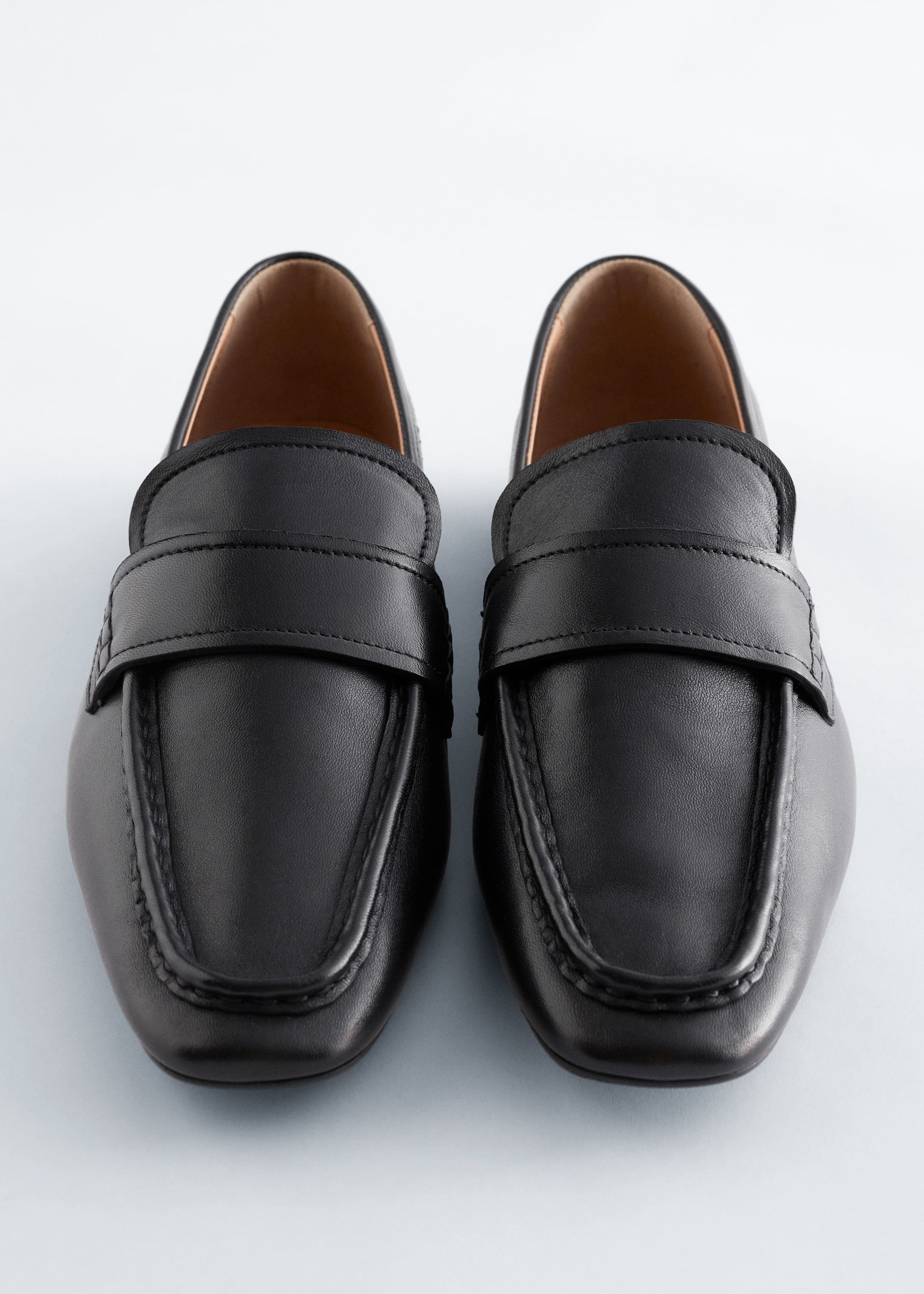 Image of Square-Toe Leather Loafers