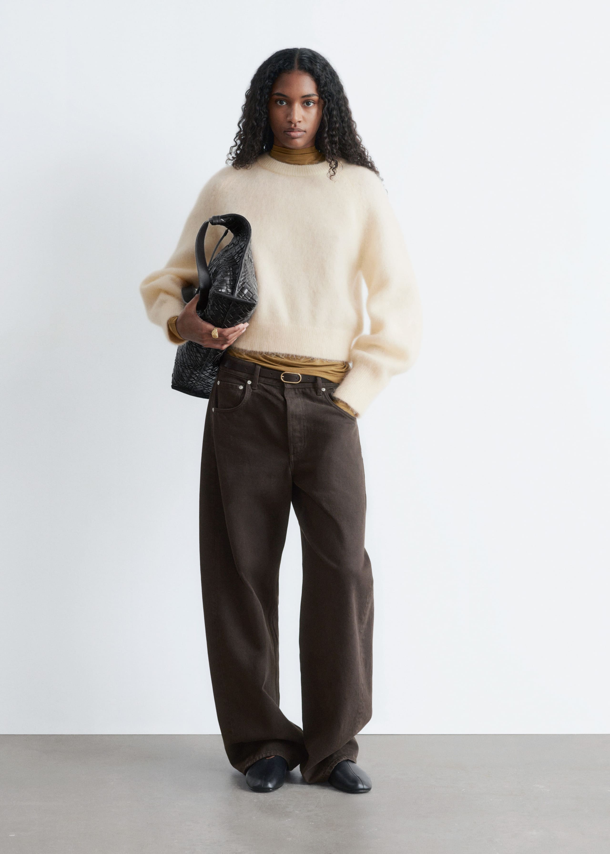 Image of Maglione in misto mohair con maniche a palloncino