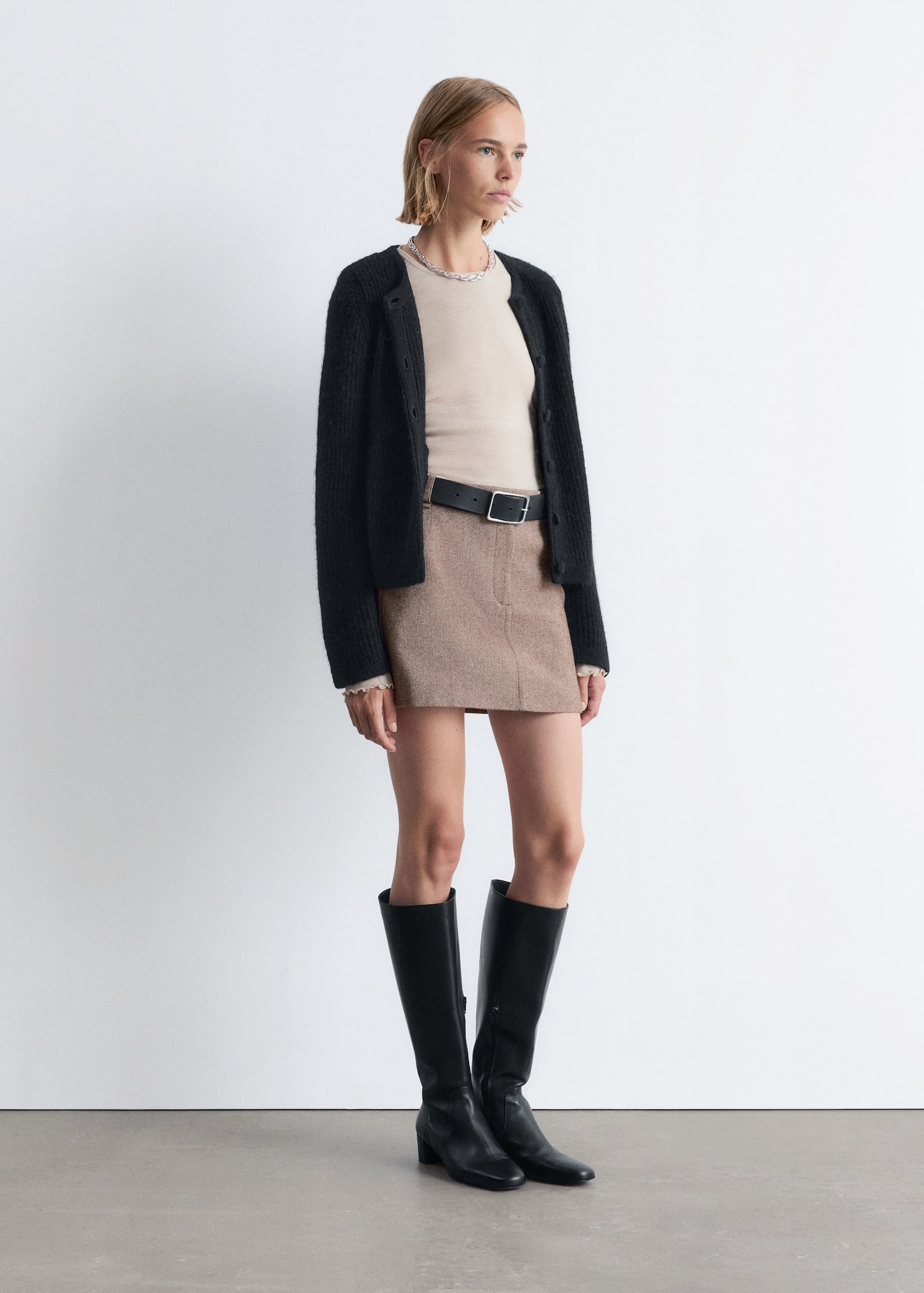 Cardigan en maille côtelée - Noir/Violet foncé/Taupe - 6