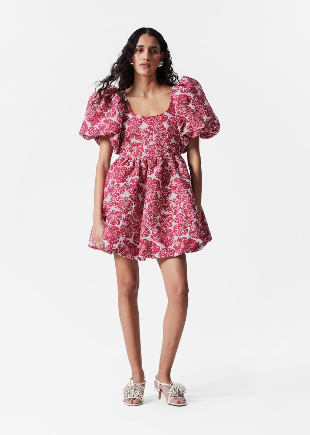 Image of Balloon-Sleeve Mini Dress