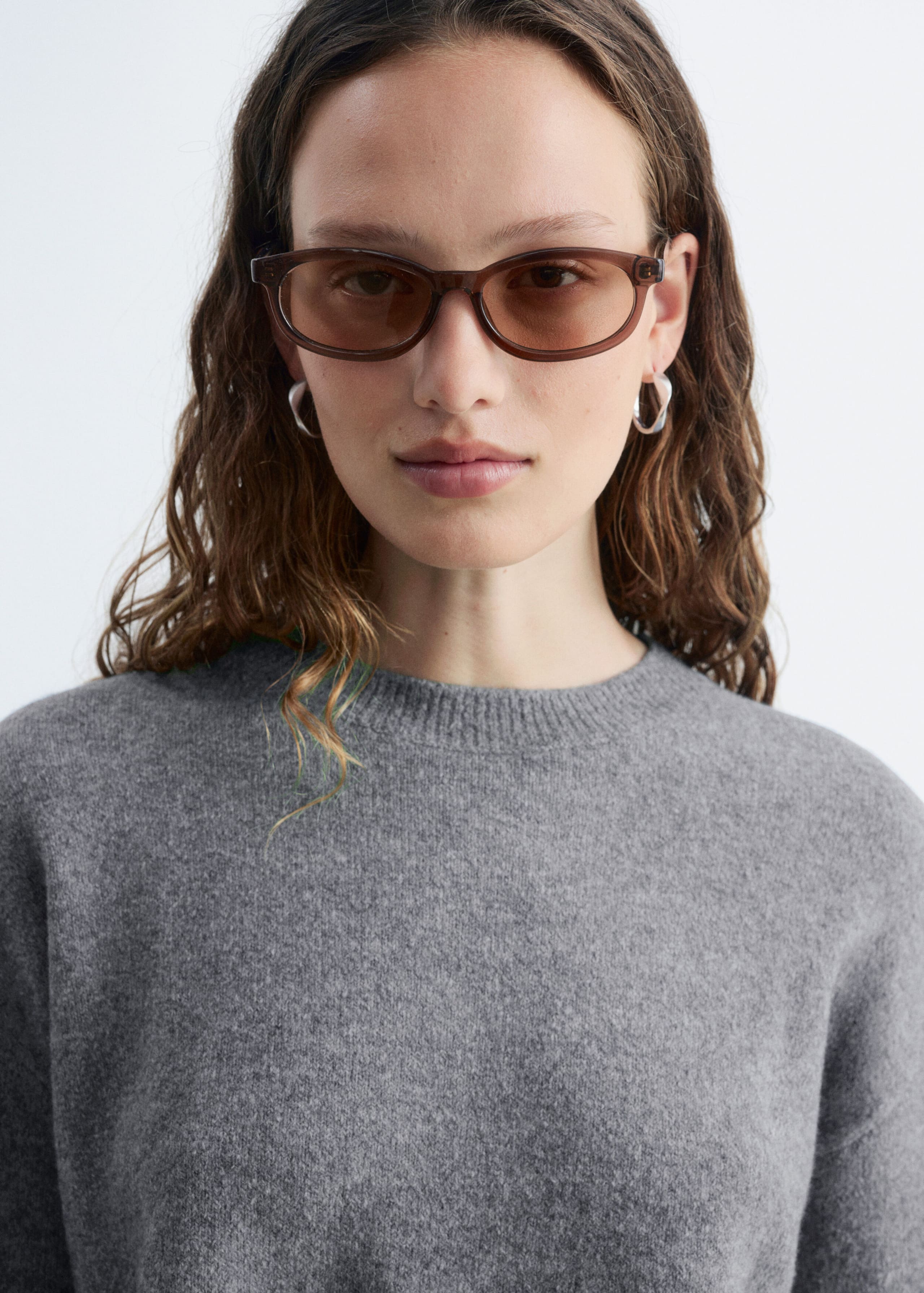 Relaxed Knit Jumper - Grey Melange - Lookbook