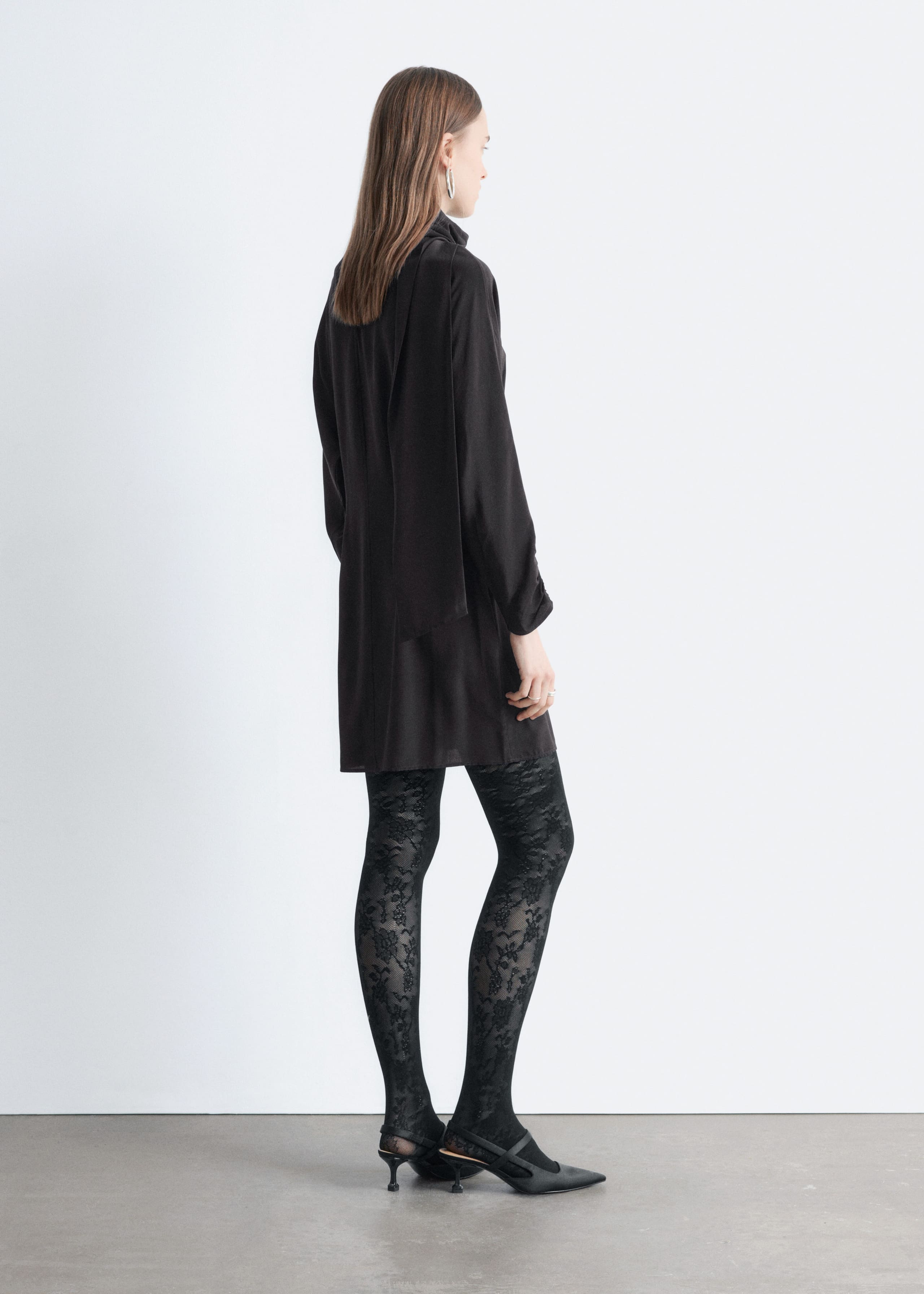 Image of Bow-Collar Silk Mini Dress