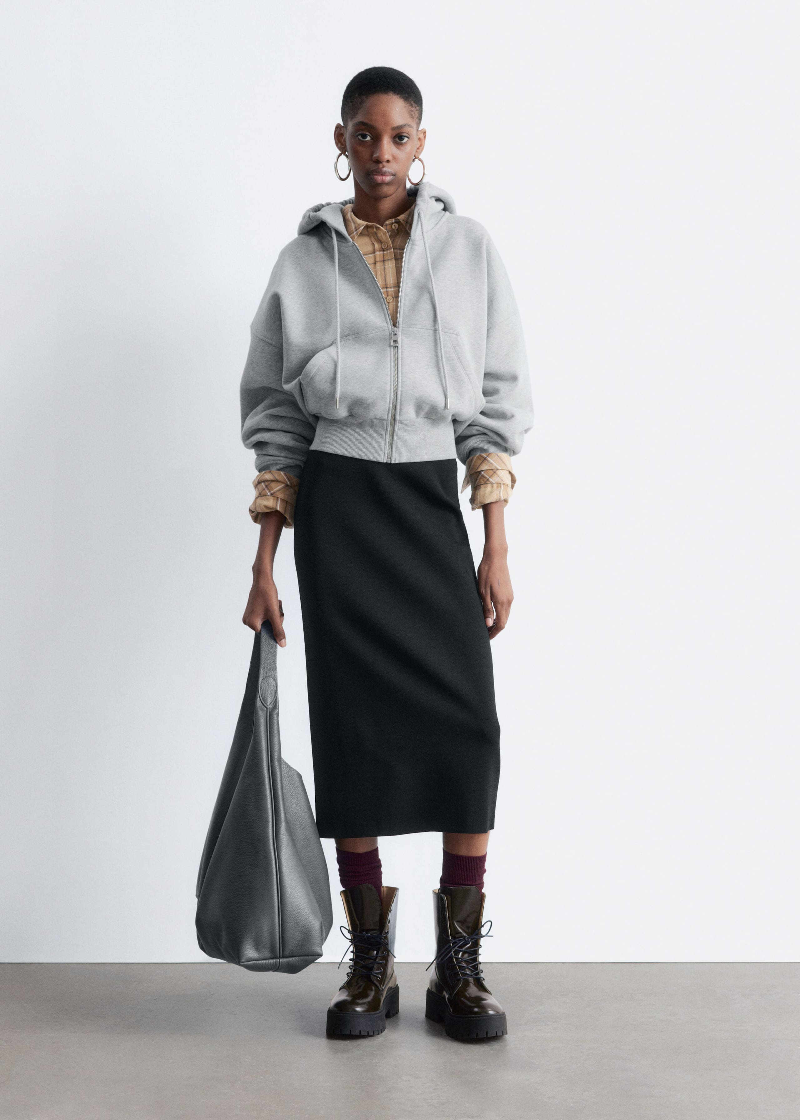 Image of Cropped Zip-Up Hoodie