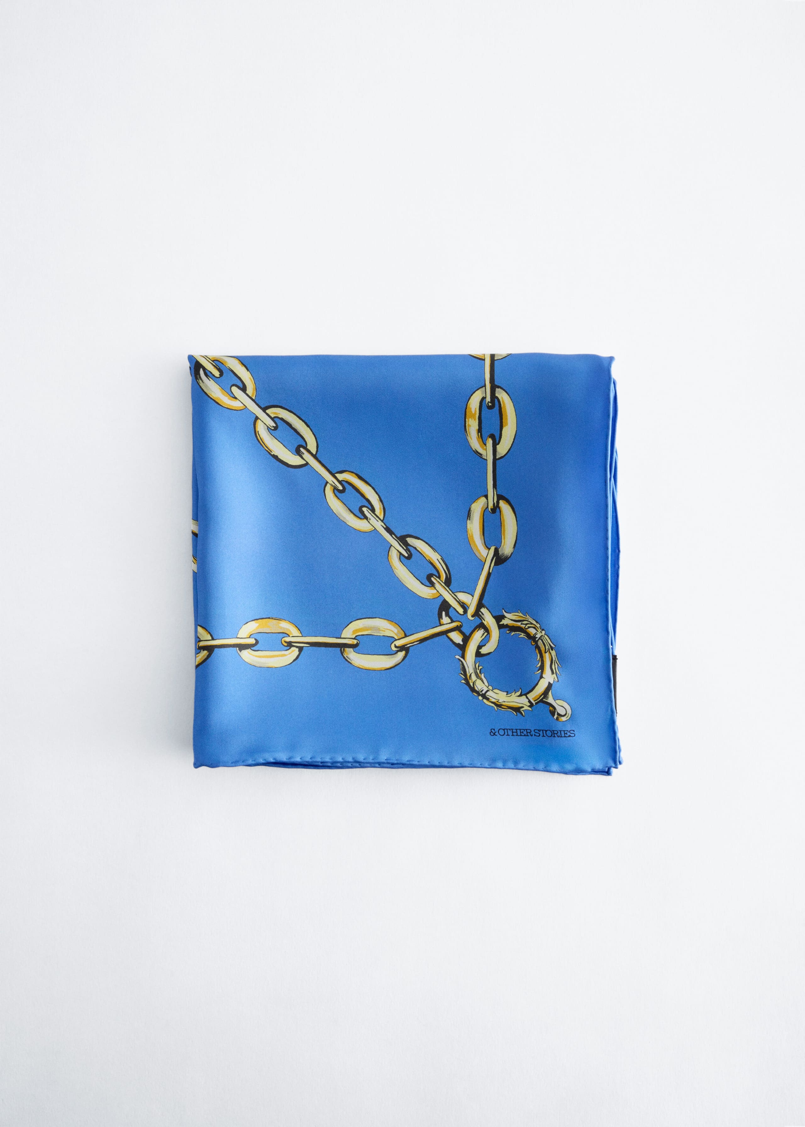 Printed Silk Scarf - Blue/Gold - Still Life
