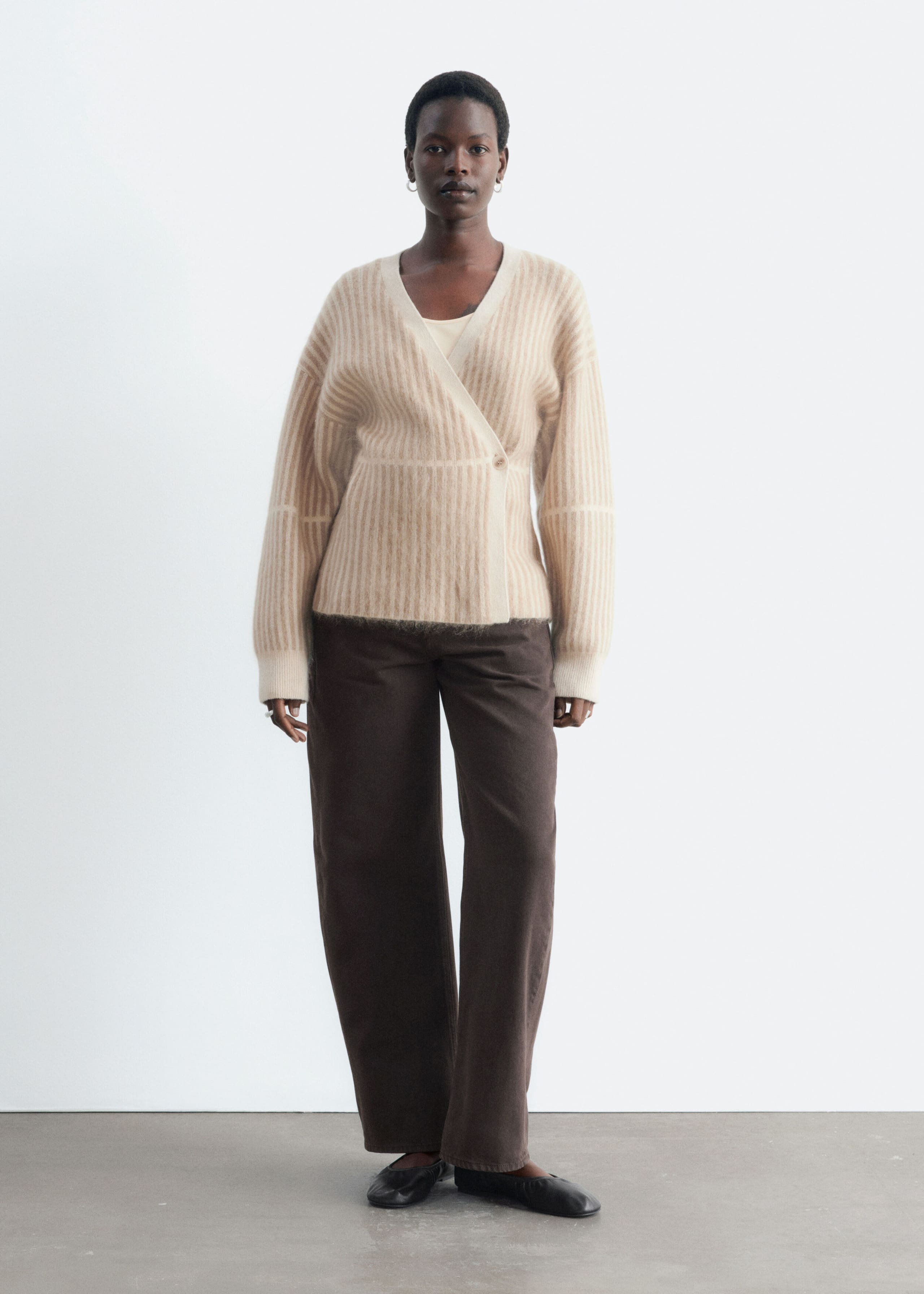 Wikkelvest van een mohairmix - Beige - Lookbook